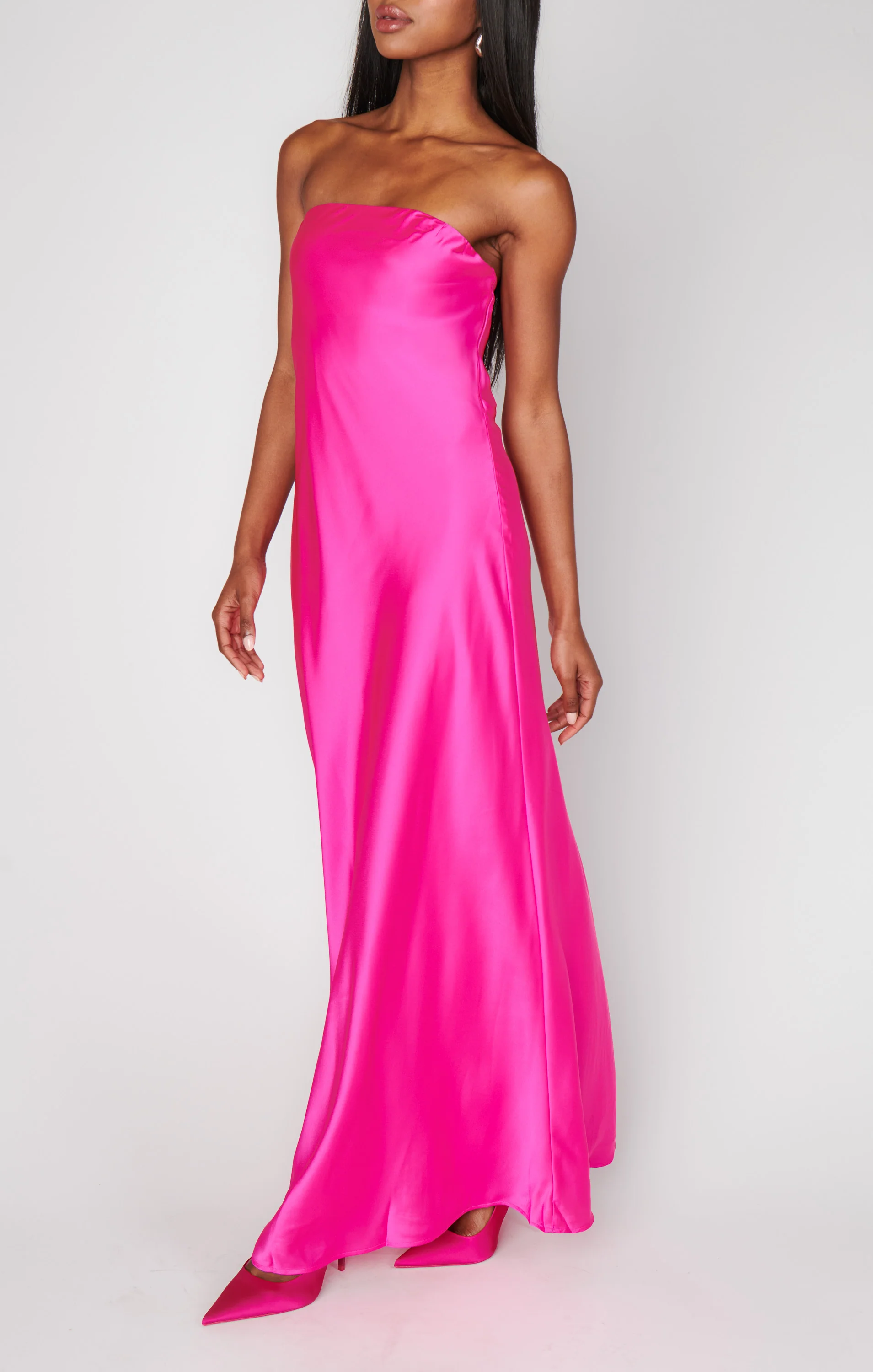 Taylor Tube Dress ~ Hot Pink Luxe Satin