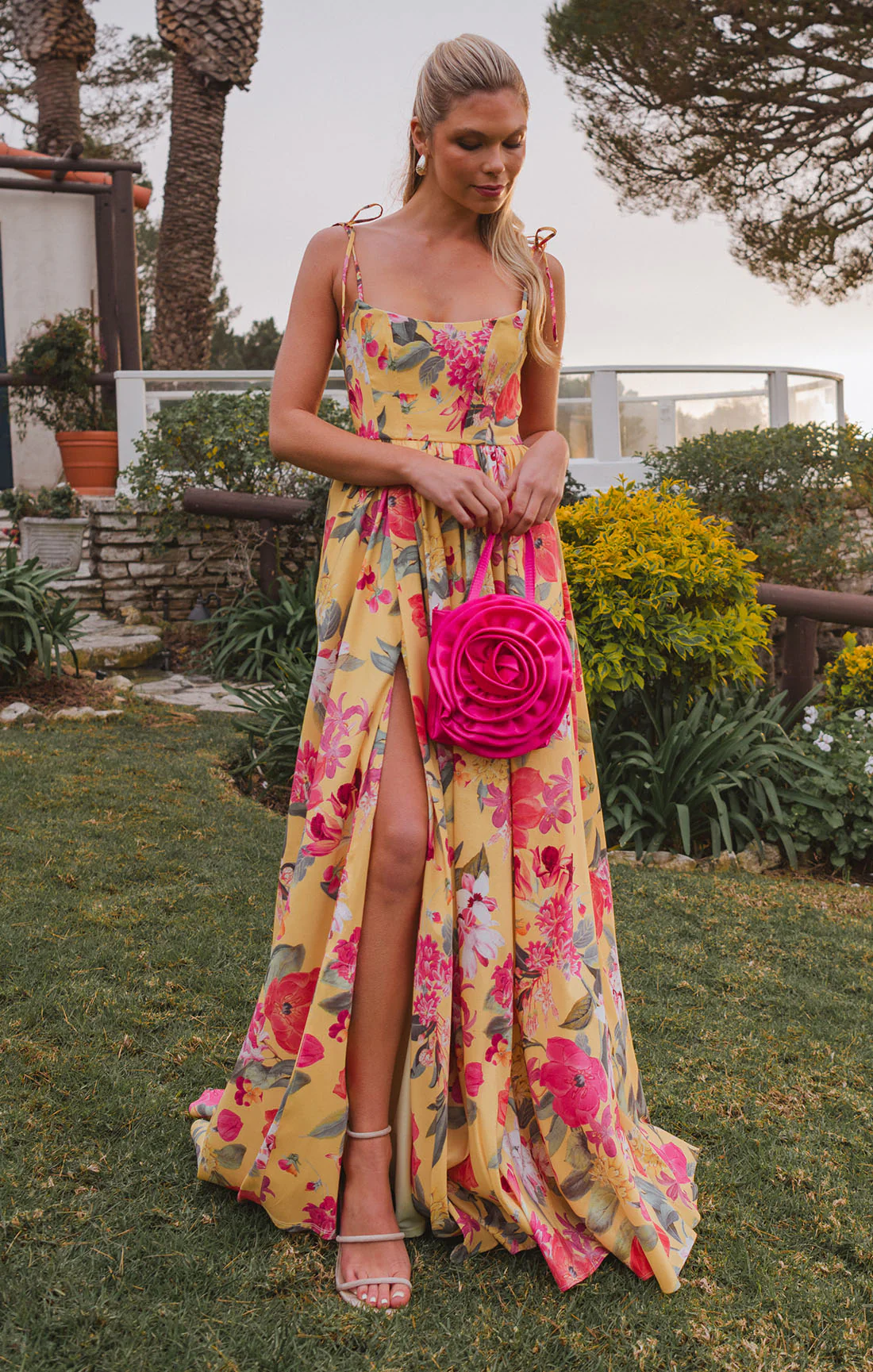 Luna Maxi Dress ~ Sunflower Floral Taffeta