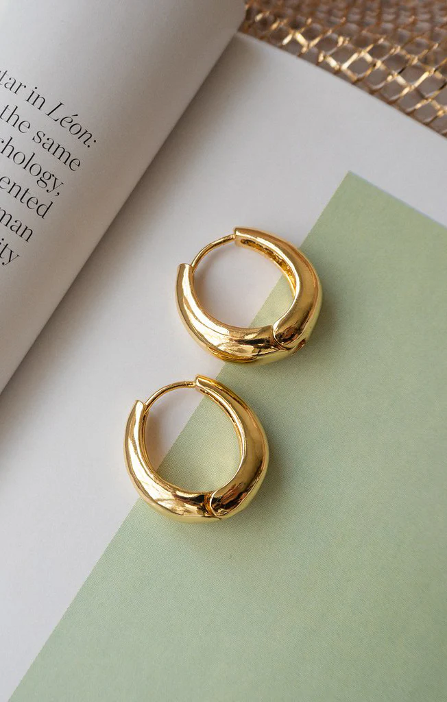 Stylish Hoop Earrings ~ Gold Plated