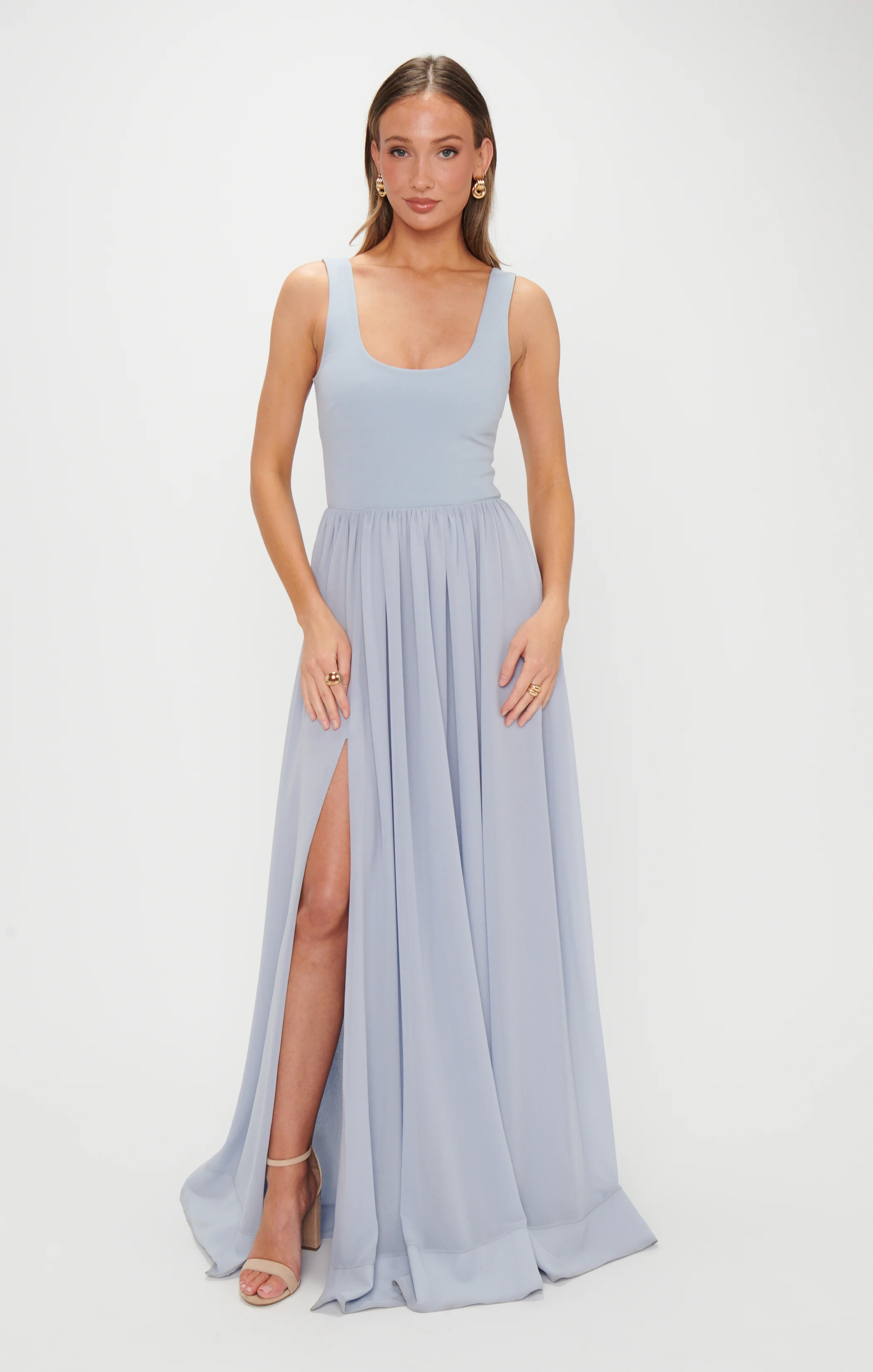 Harper Maxi Dress ~ Steel Blue Chiffon