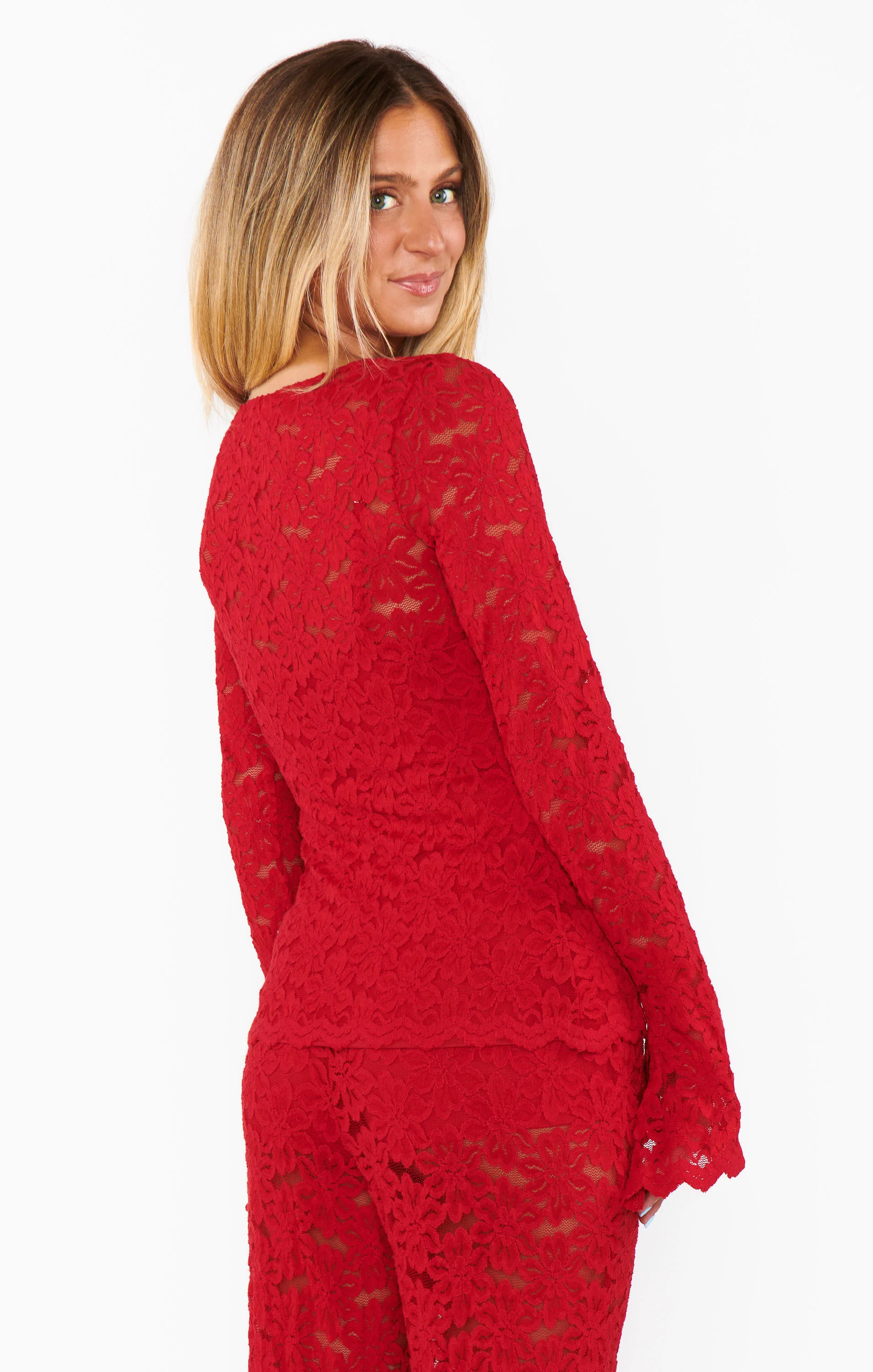 Bowie Top ~ Radiant Red Lace