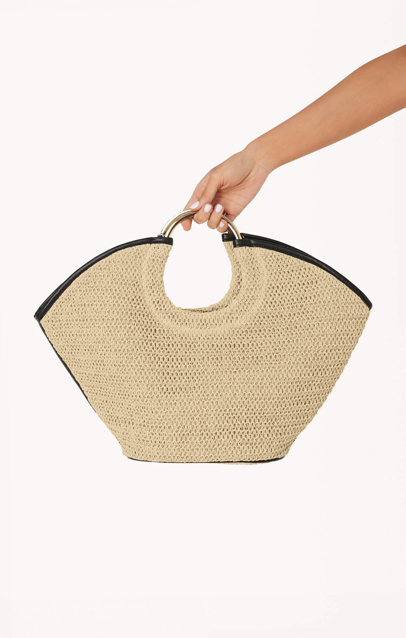 Billini Dawn Tote Bag ~ Natural Raffia/Black