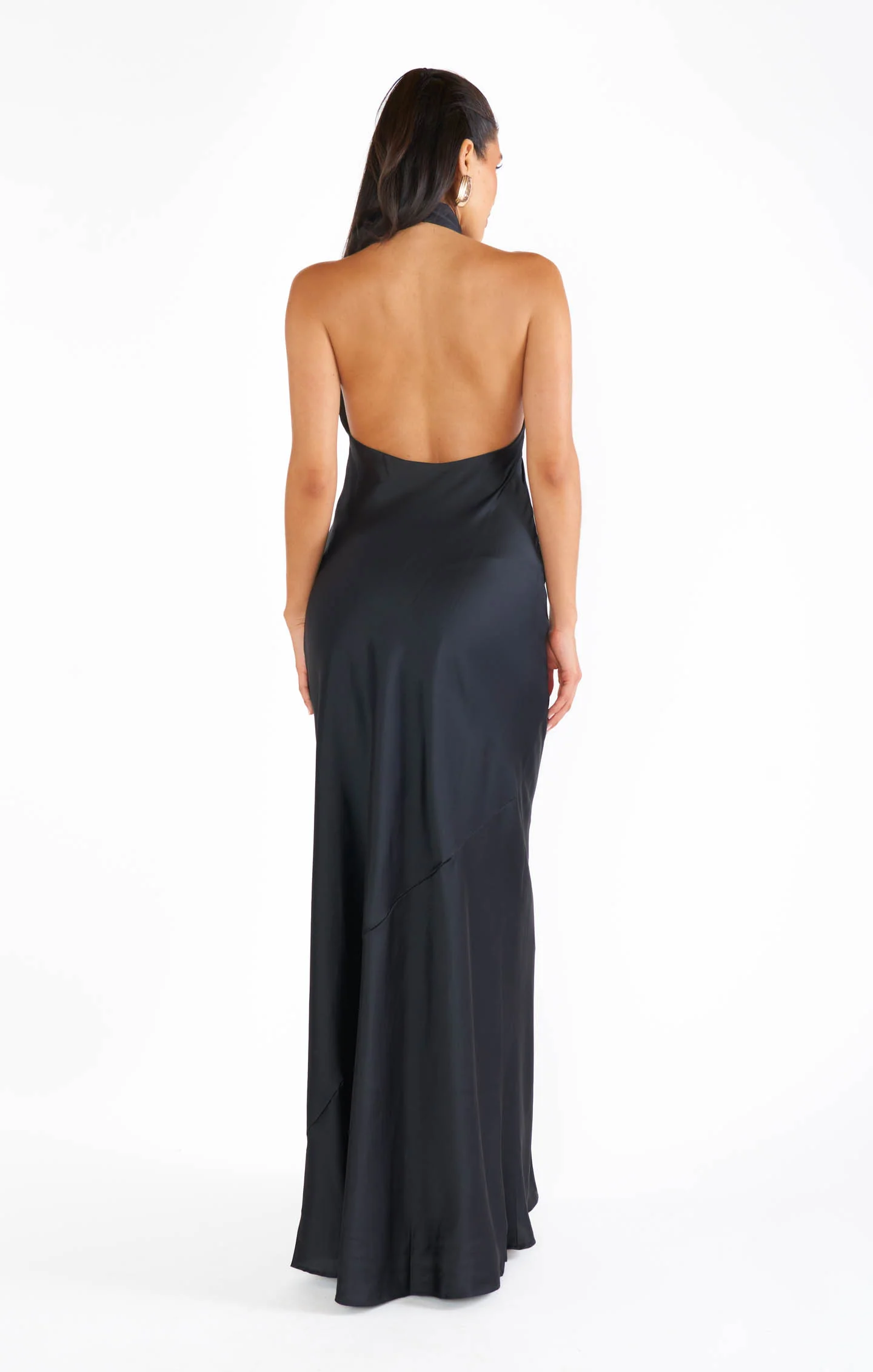 Luna Halter Maxi Dress ~ Black Velvet