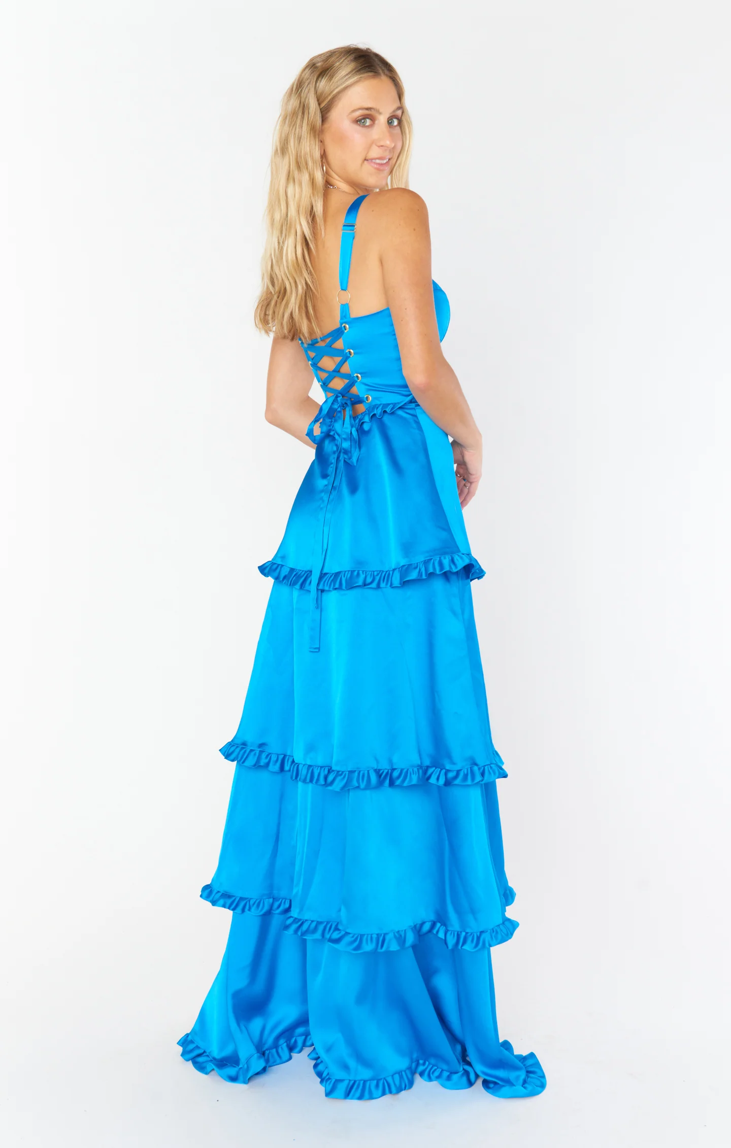 Lady Corset Dress ~ Blue Luxe Satin