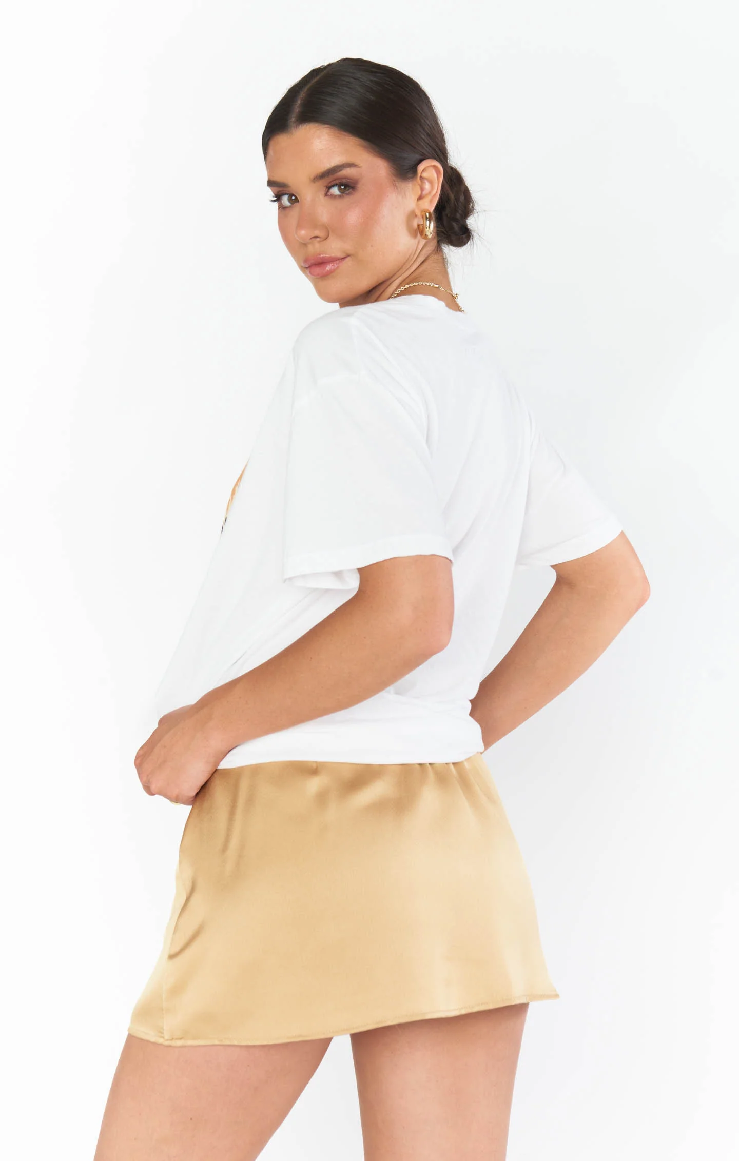 All Night Skort ~ True Gold Luxe Satin