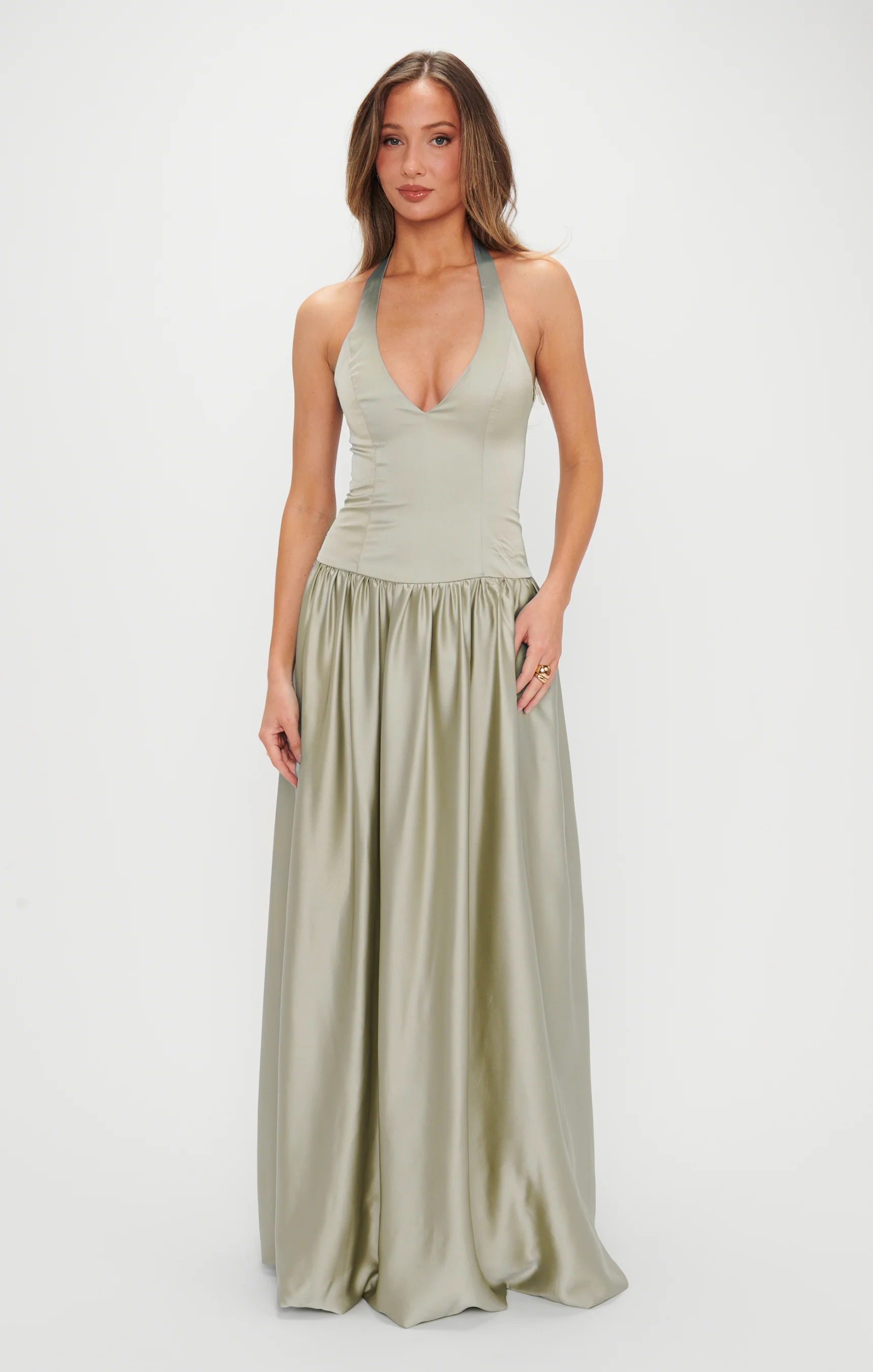 Luna Maxi Dress ~ Forest Green Velvet
