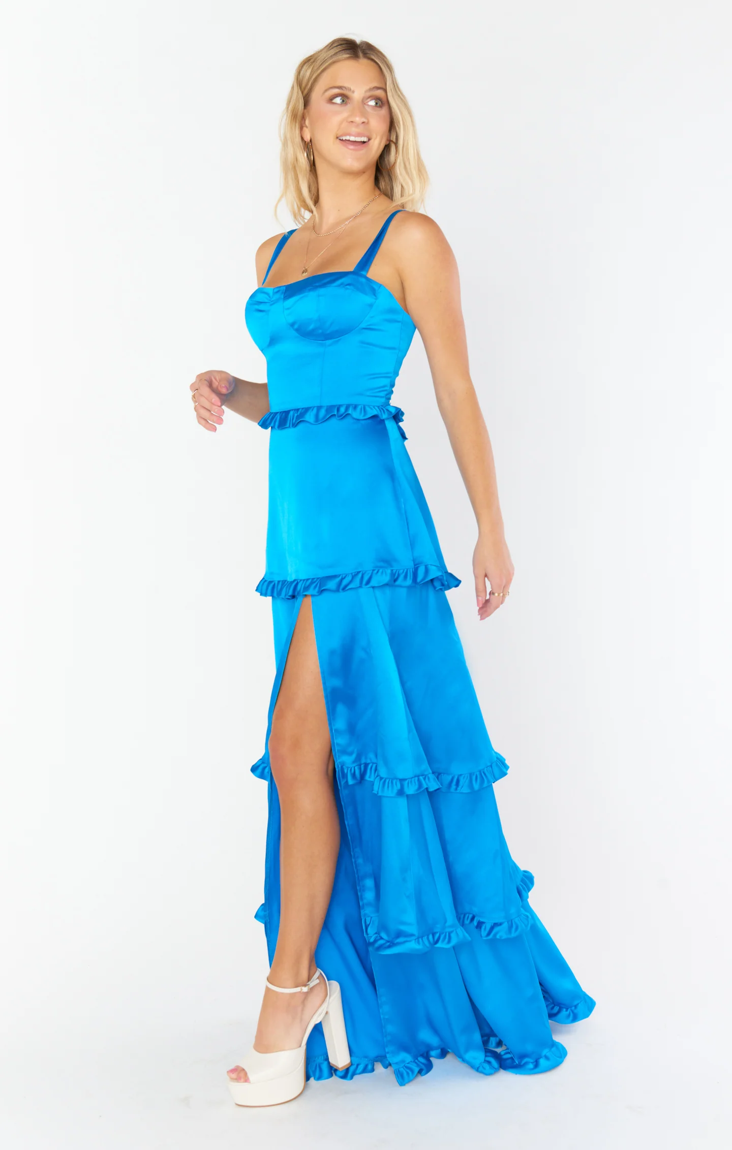 Lady Corset Dress ~ Blue Luxe Satin