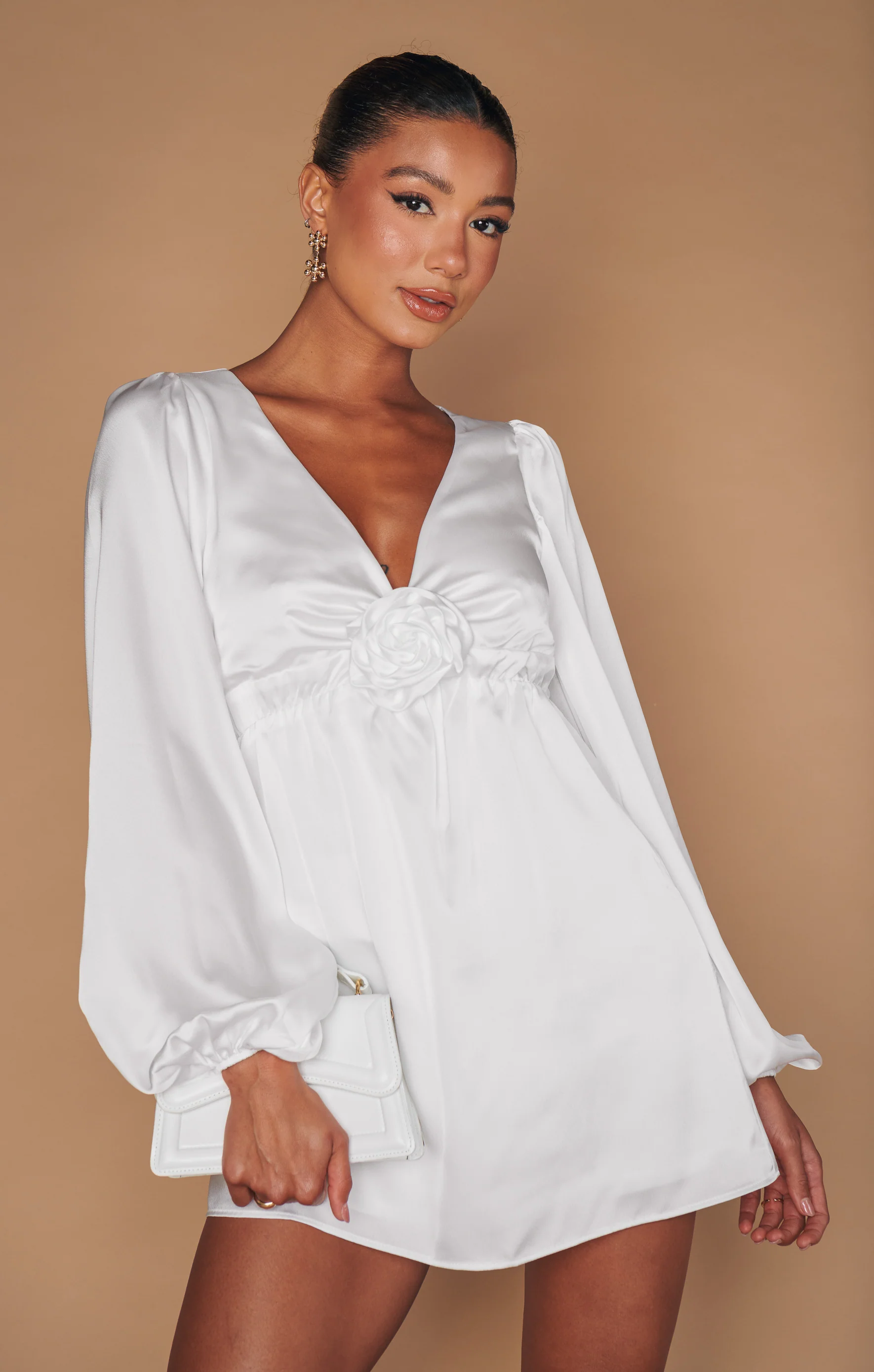 Luna Petite Dress ~ White Gossamer Silk