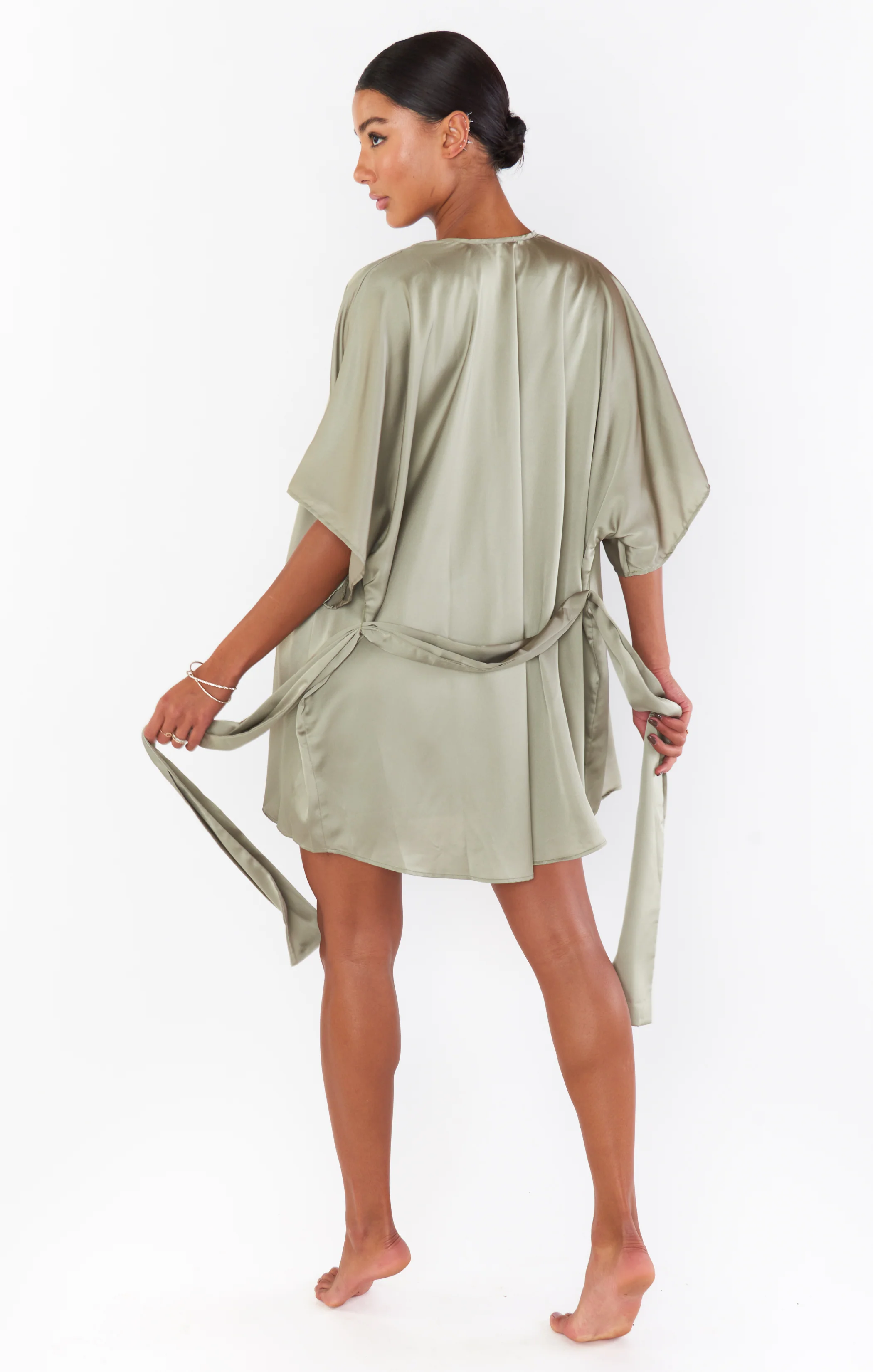 First Look Robe ~ Moss Green Luxe Satin