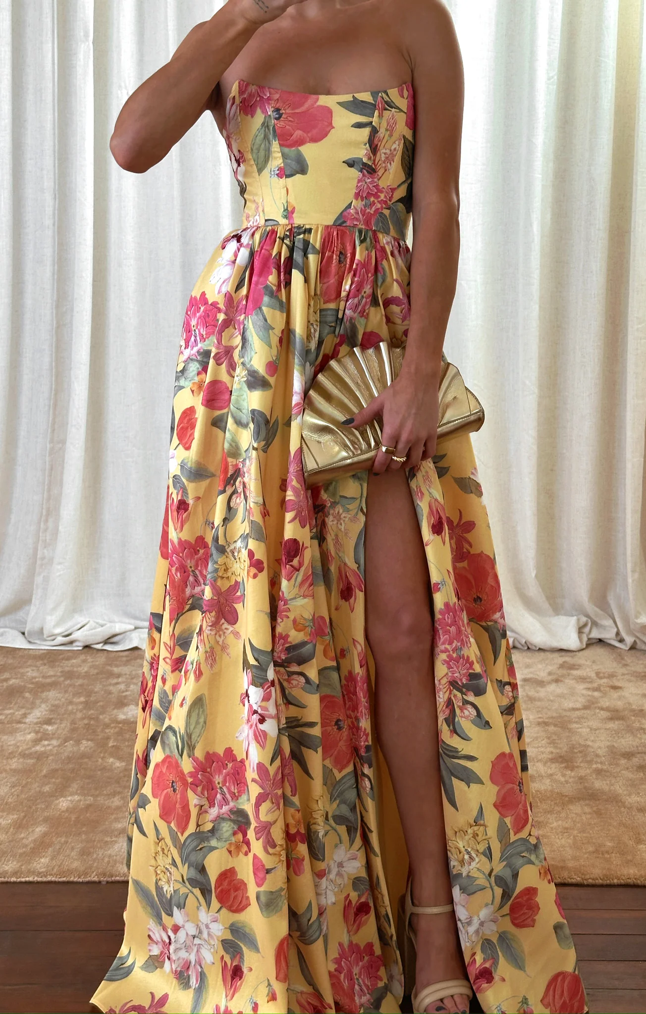 Luna Maxi Dress ~ Sunflower Floral Taffeta