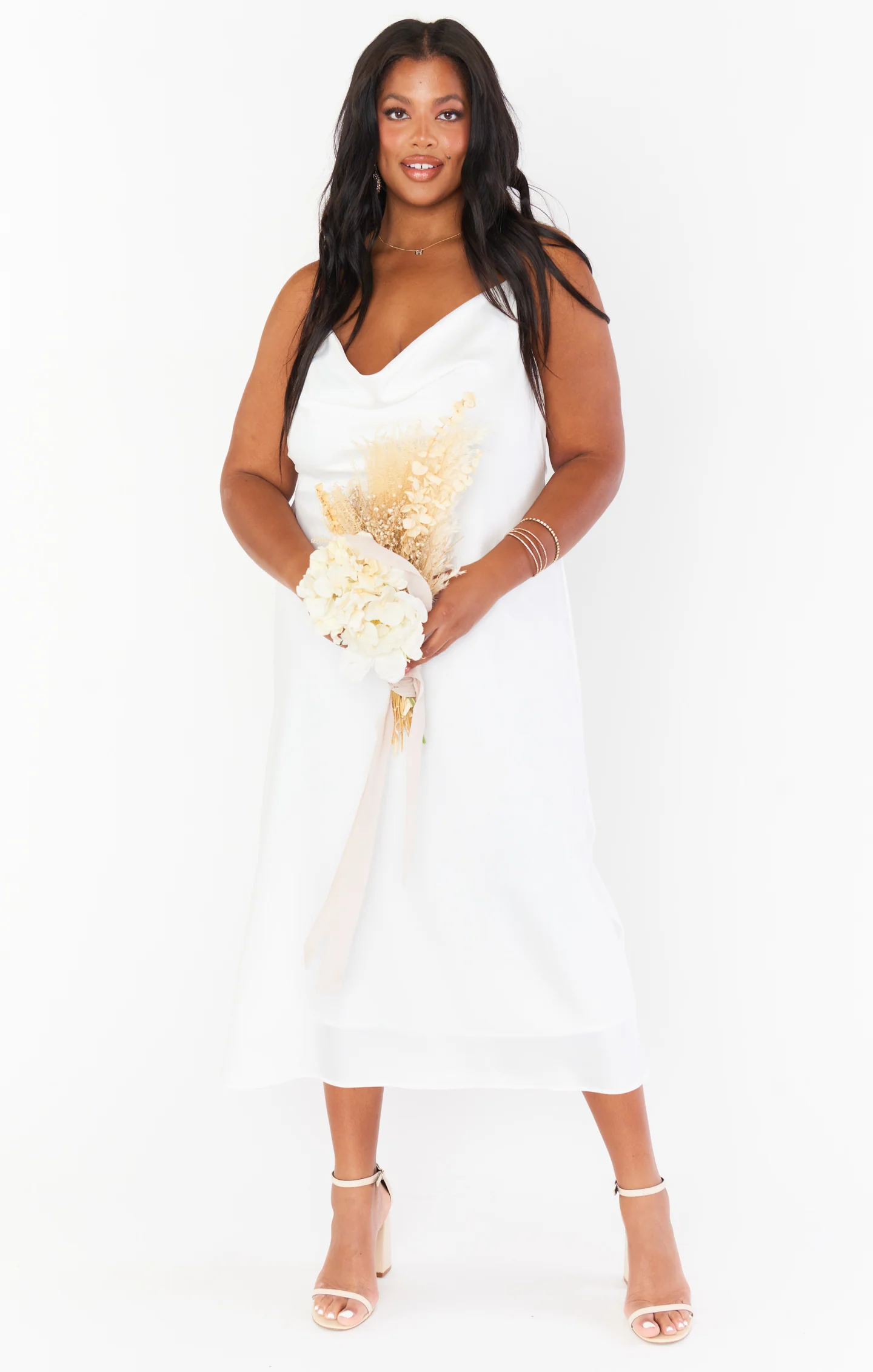 Verona Cowl Dress ~ Ivory Luxe Satin