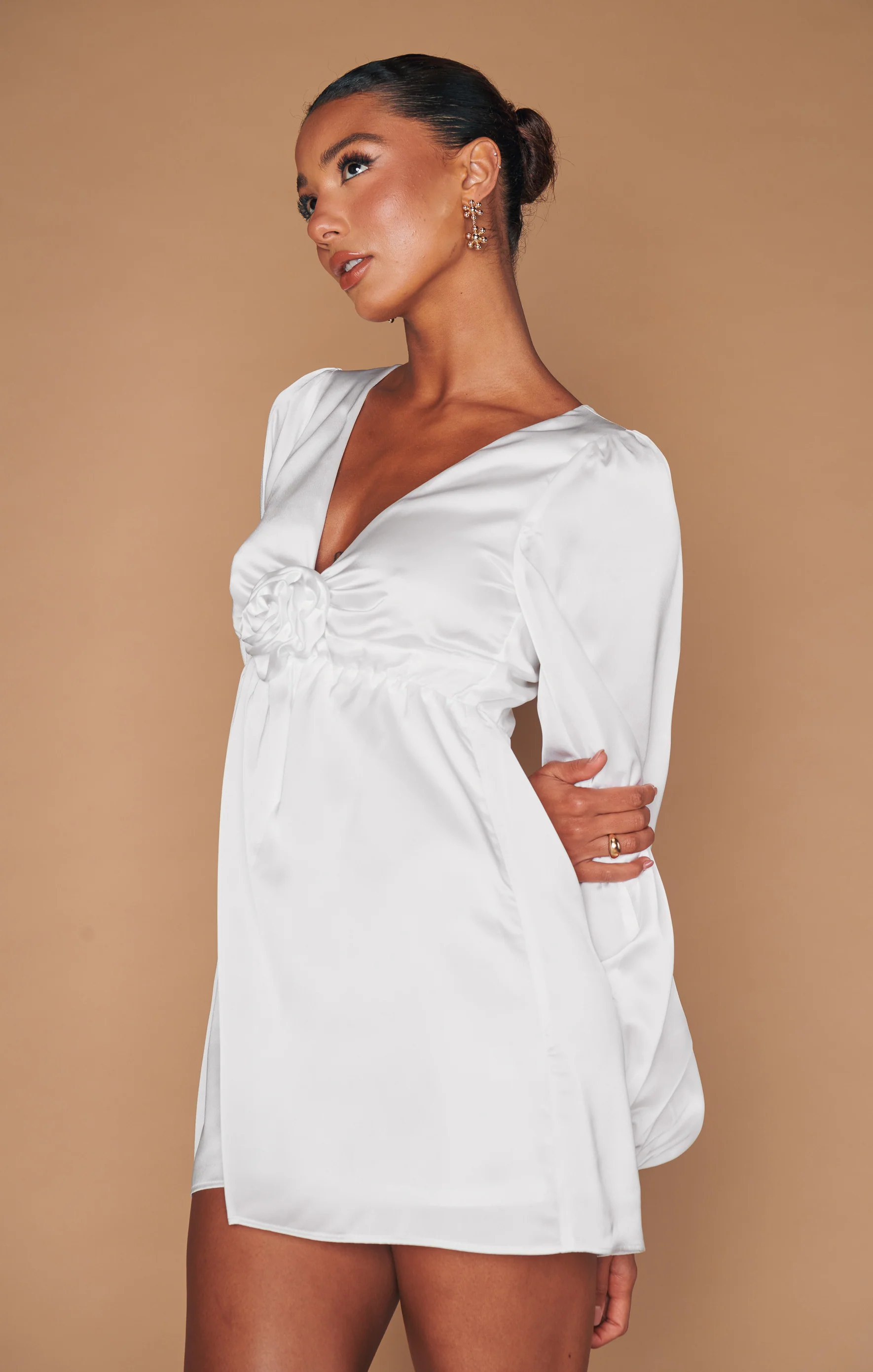 Luna Petite Dress ~ White Gossamer Silk