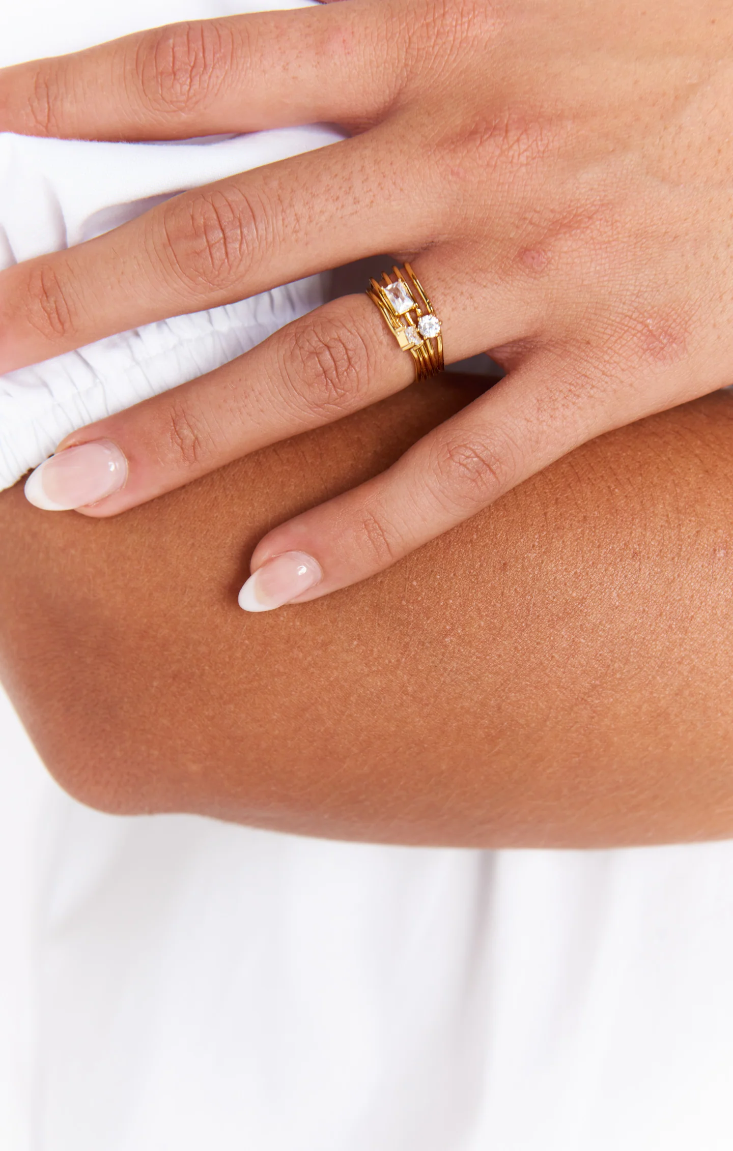 Triple Stone Stack Ring ~ Gold