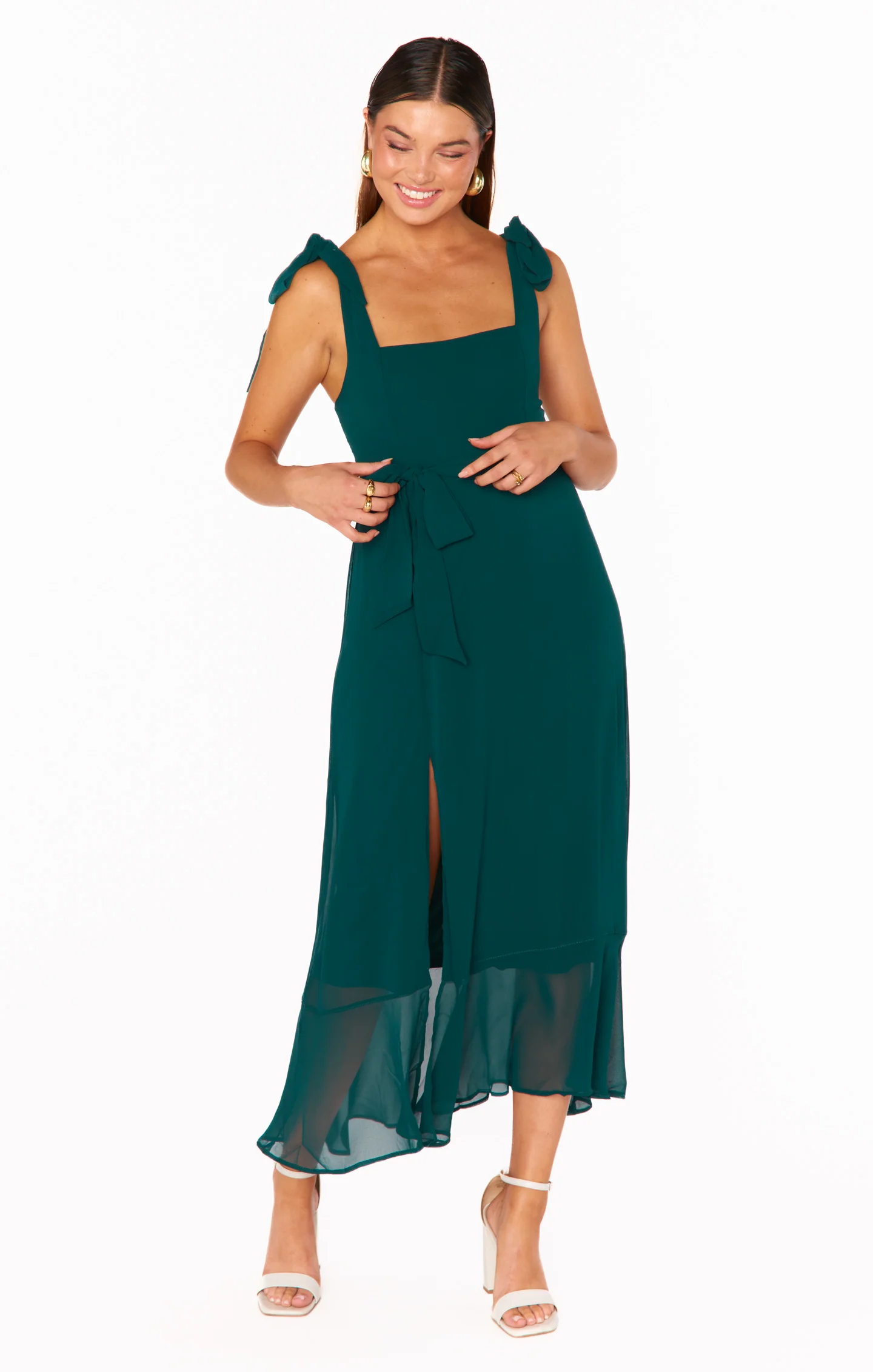 Elena Midi Dress ~ Green Tulle