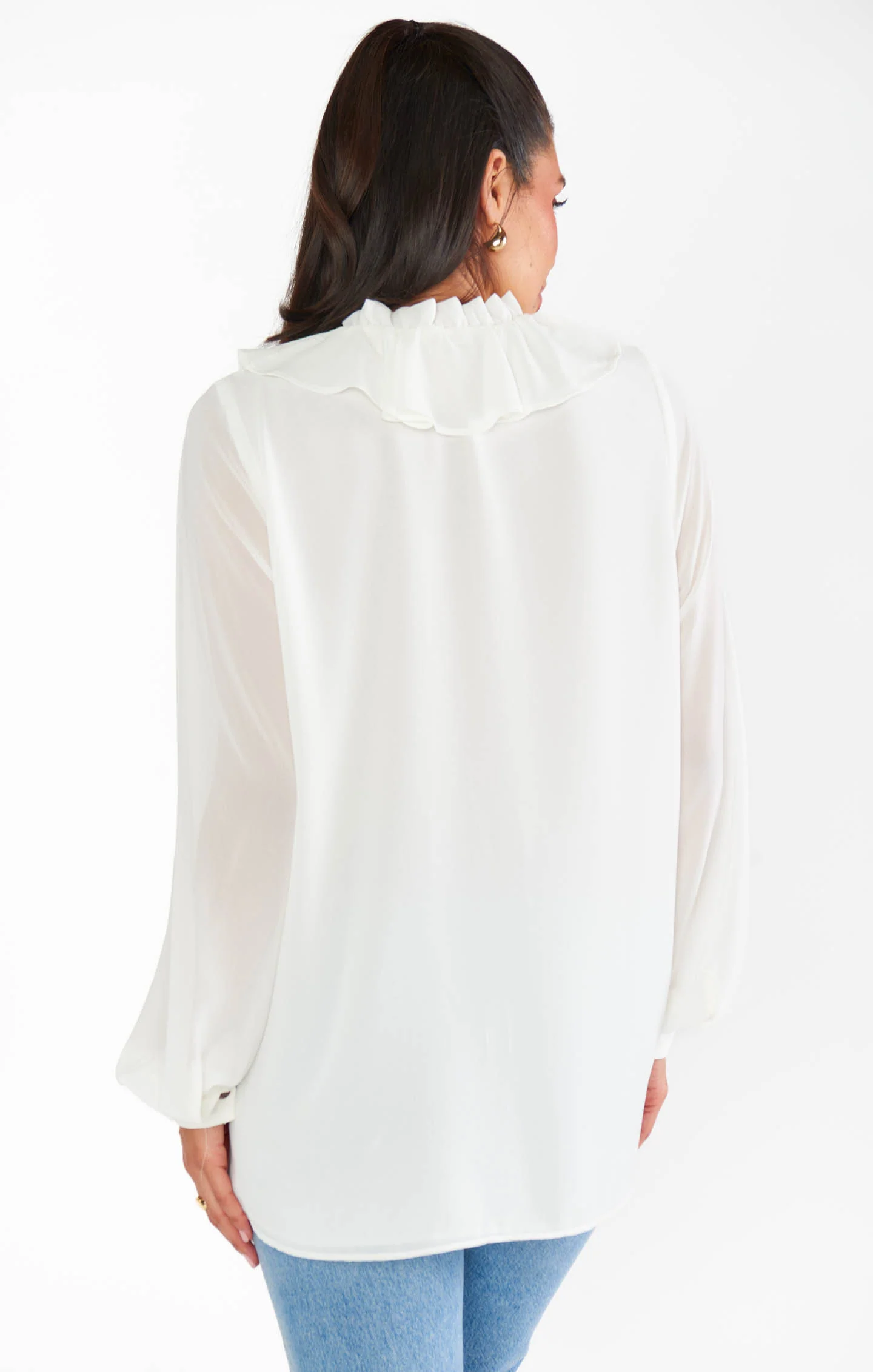 Suki Ruffle Top ~ Wedding Cake Chiffon