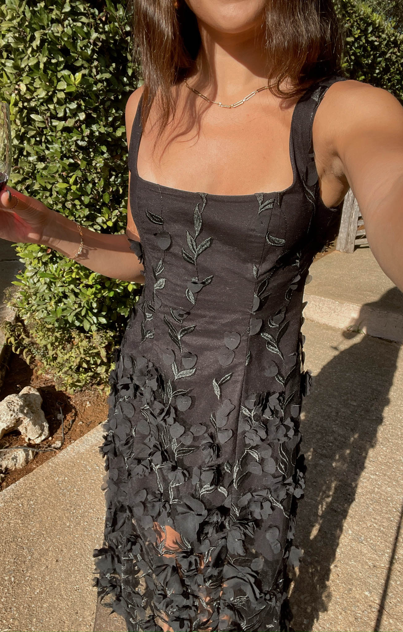 Stephanie Dress ~ Black 3D Floral