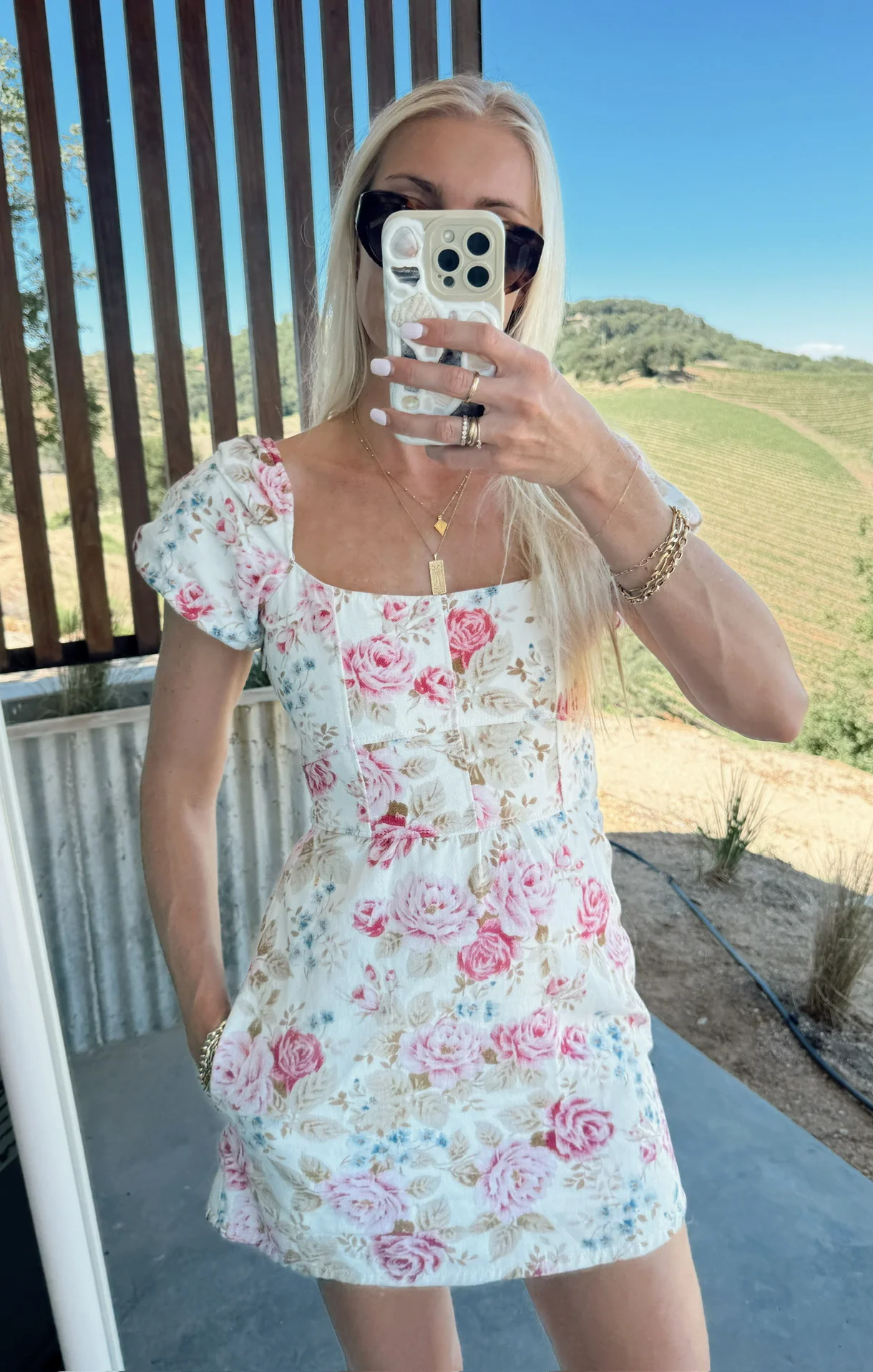 London Lace Up Dress ~ Lovely Roses Denim