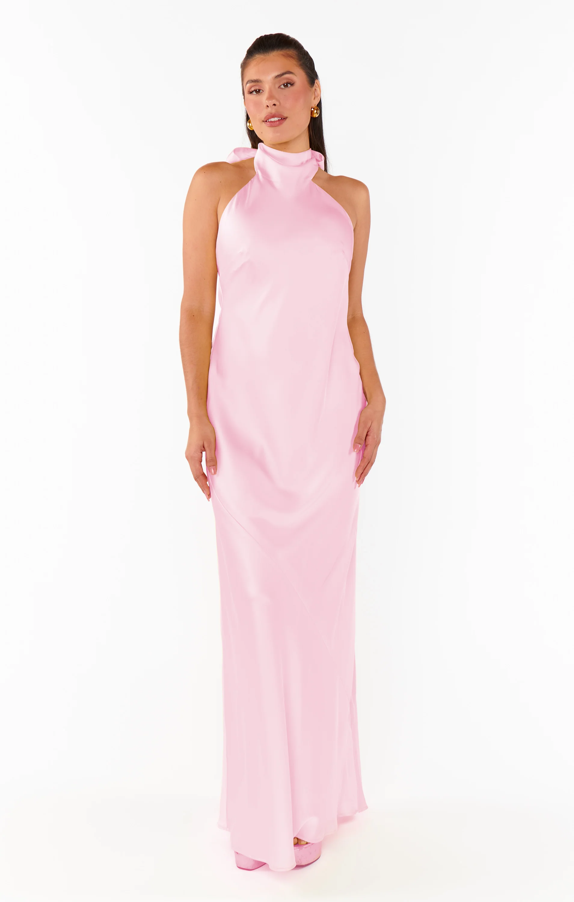 Lisa Maxi Dress ~ Light Pink Luxe Satin