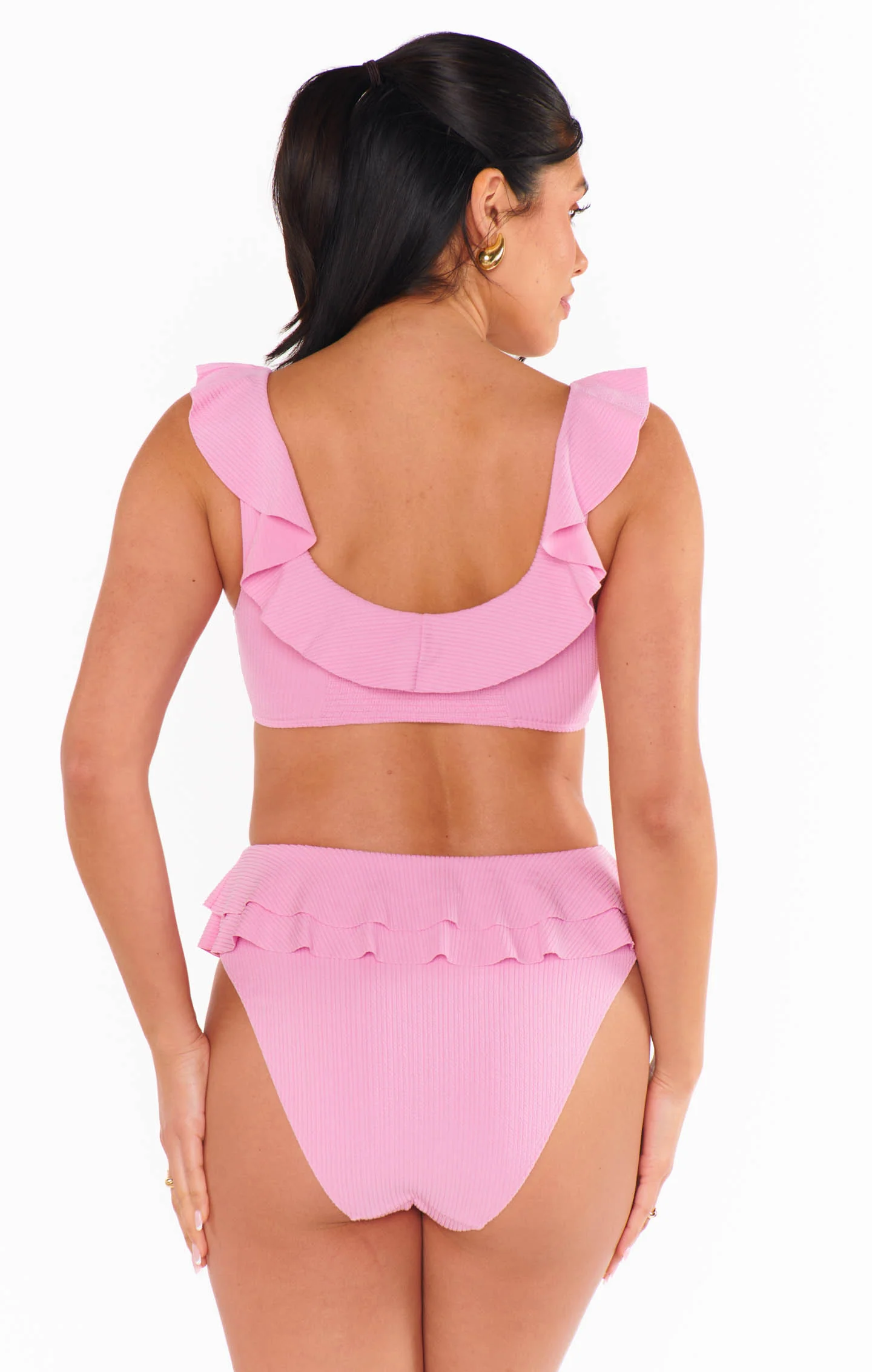 Formentera Top ~ Pink Sands Rib Scrunch