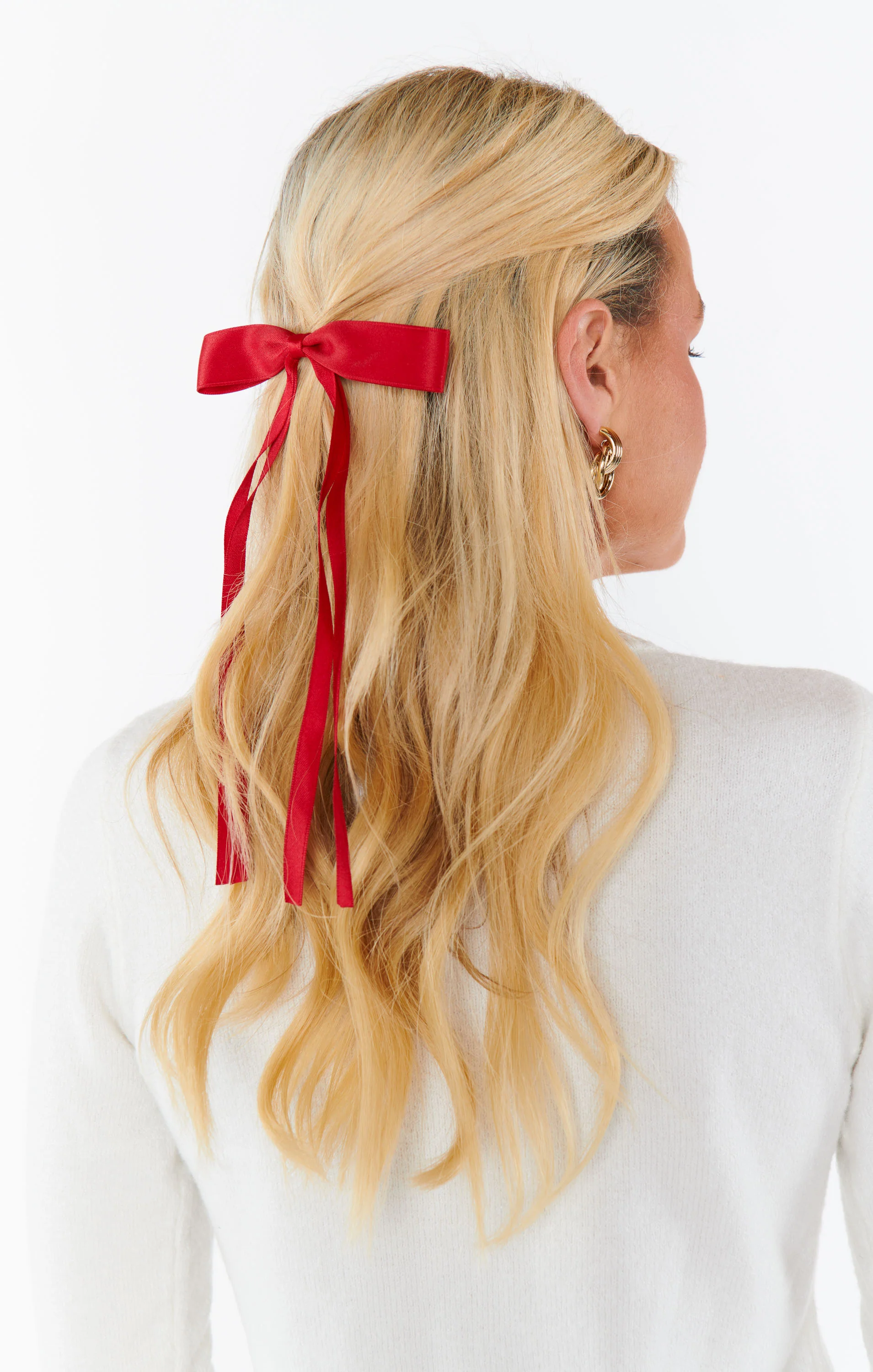 Thin Hair Bow Set ~ Red & Black
