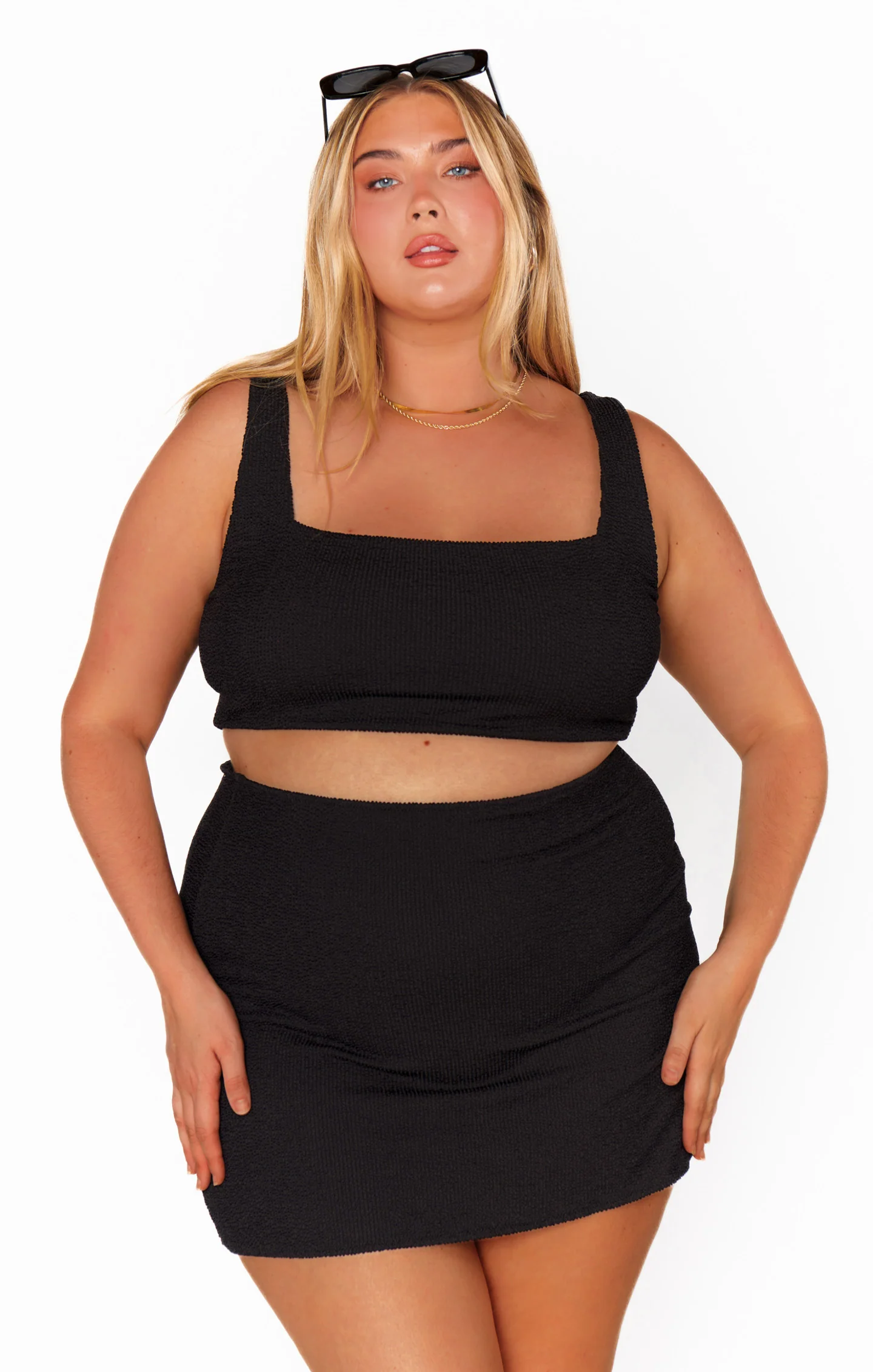 Sara Mini Skirt ~ Black Scrunch