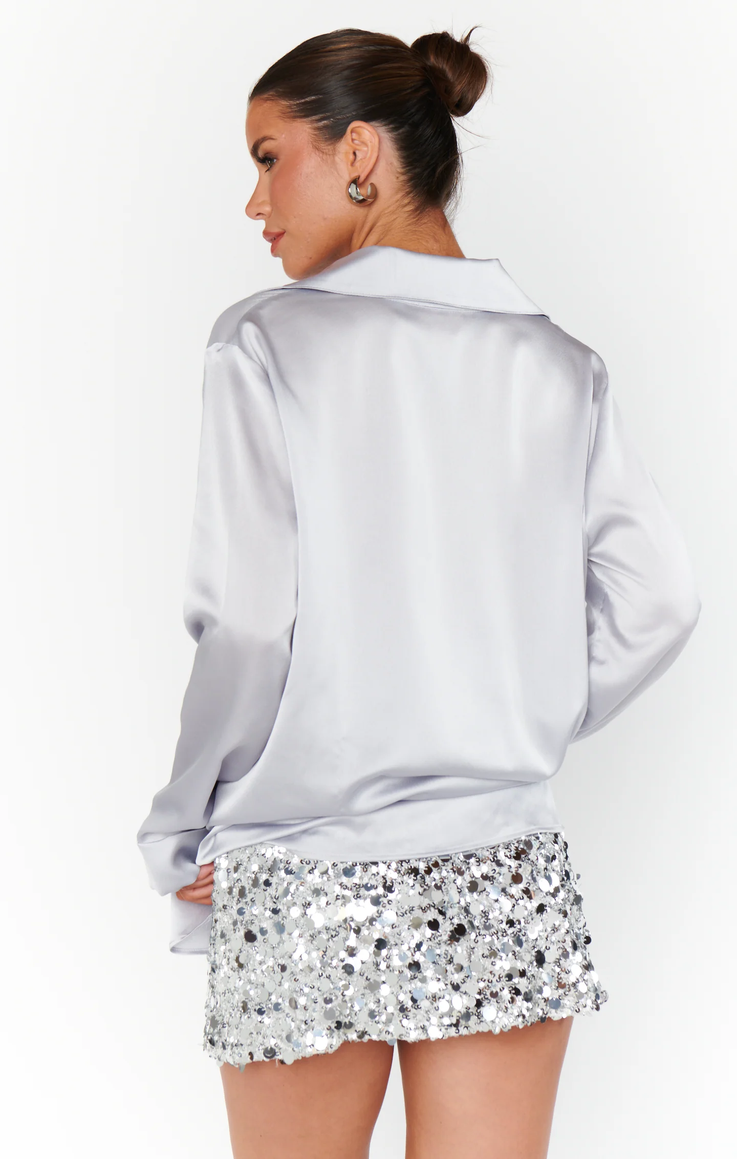 All Night Skort ~ Silver Metallic Sequins