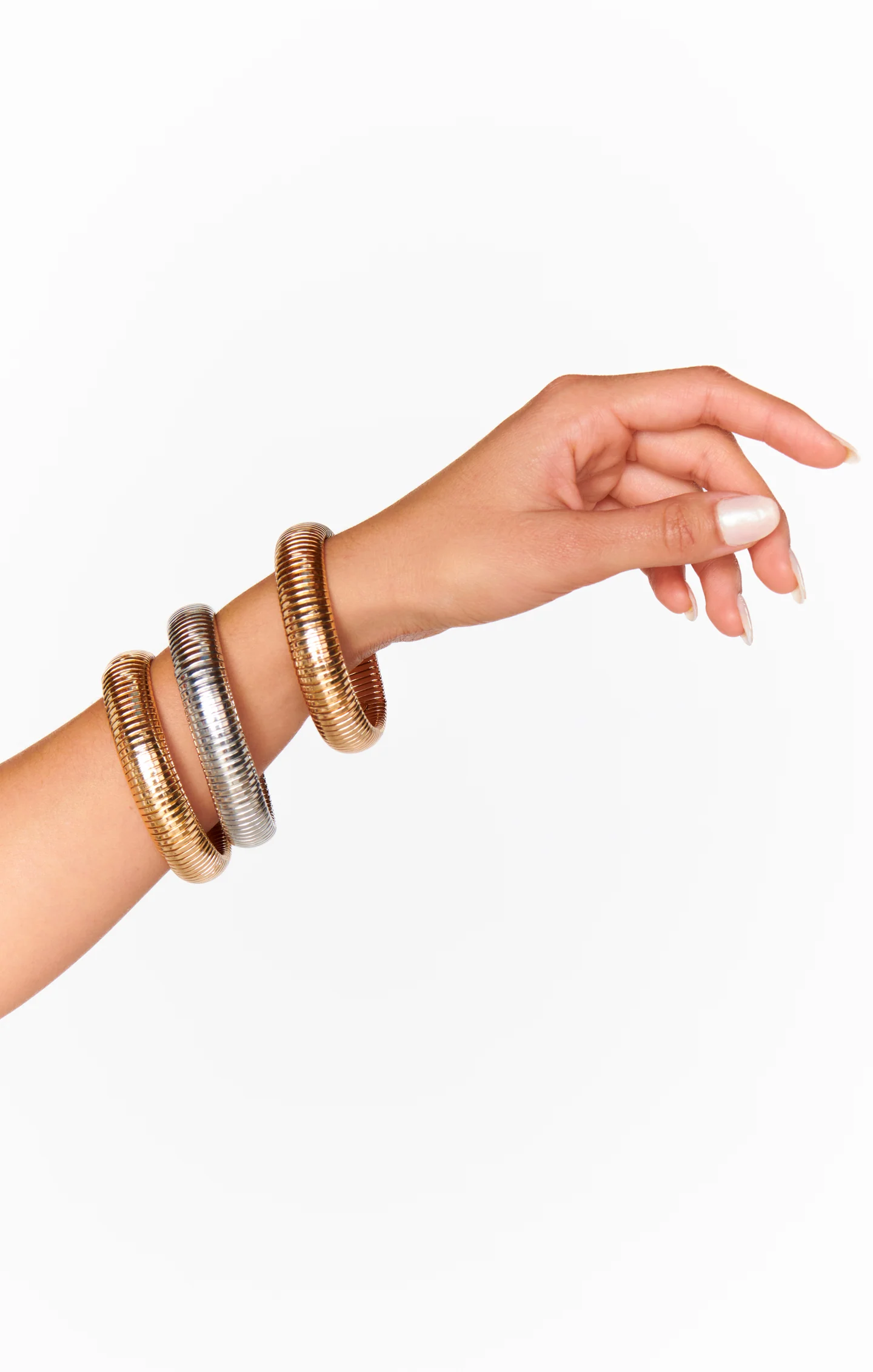 Ettika Golden Hour Flex Snake Chain Stretch Bracelet Set ~ Gold