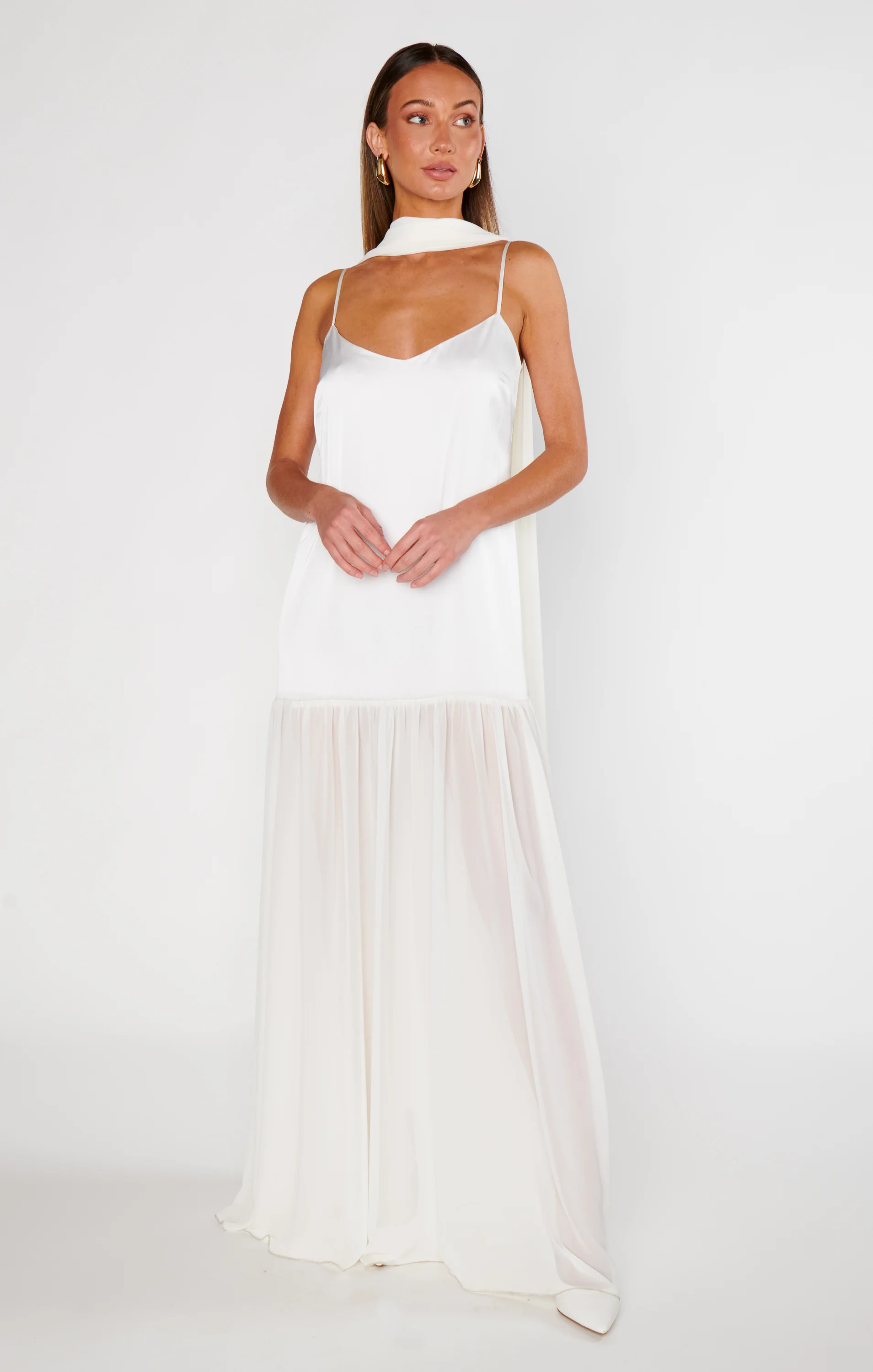 Dalia Maxi Dress ~ Ivory Luxe Satin