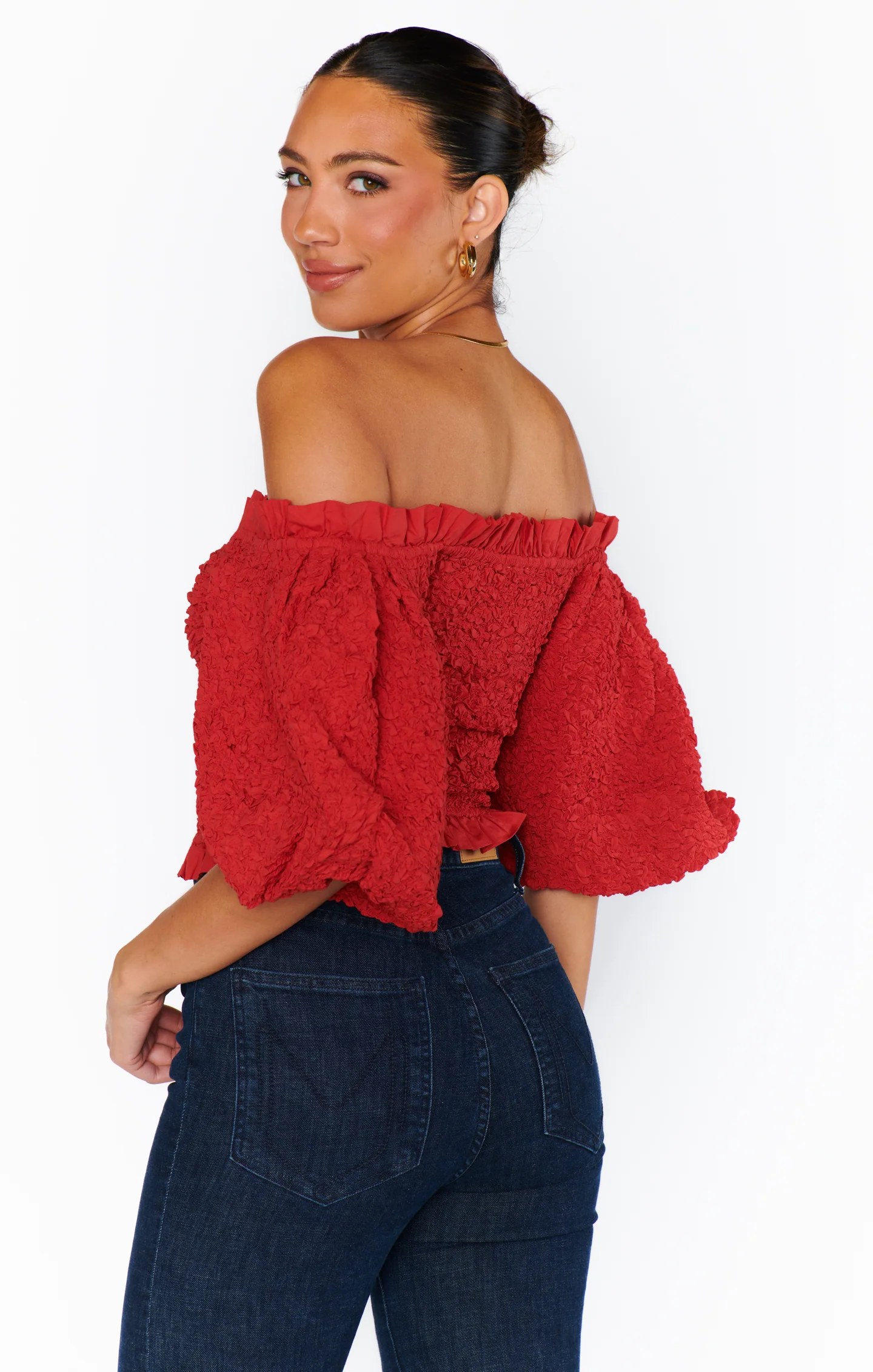 Rom Com Top ~ Red Texture Stretch