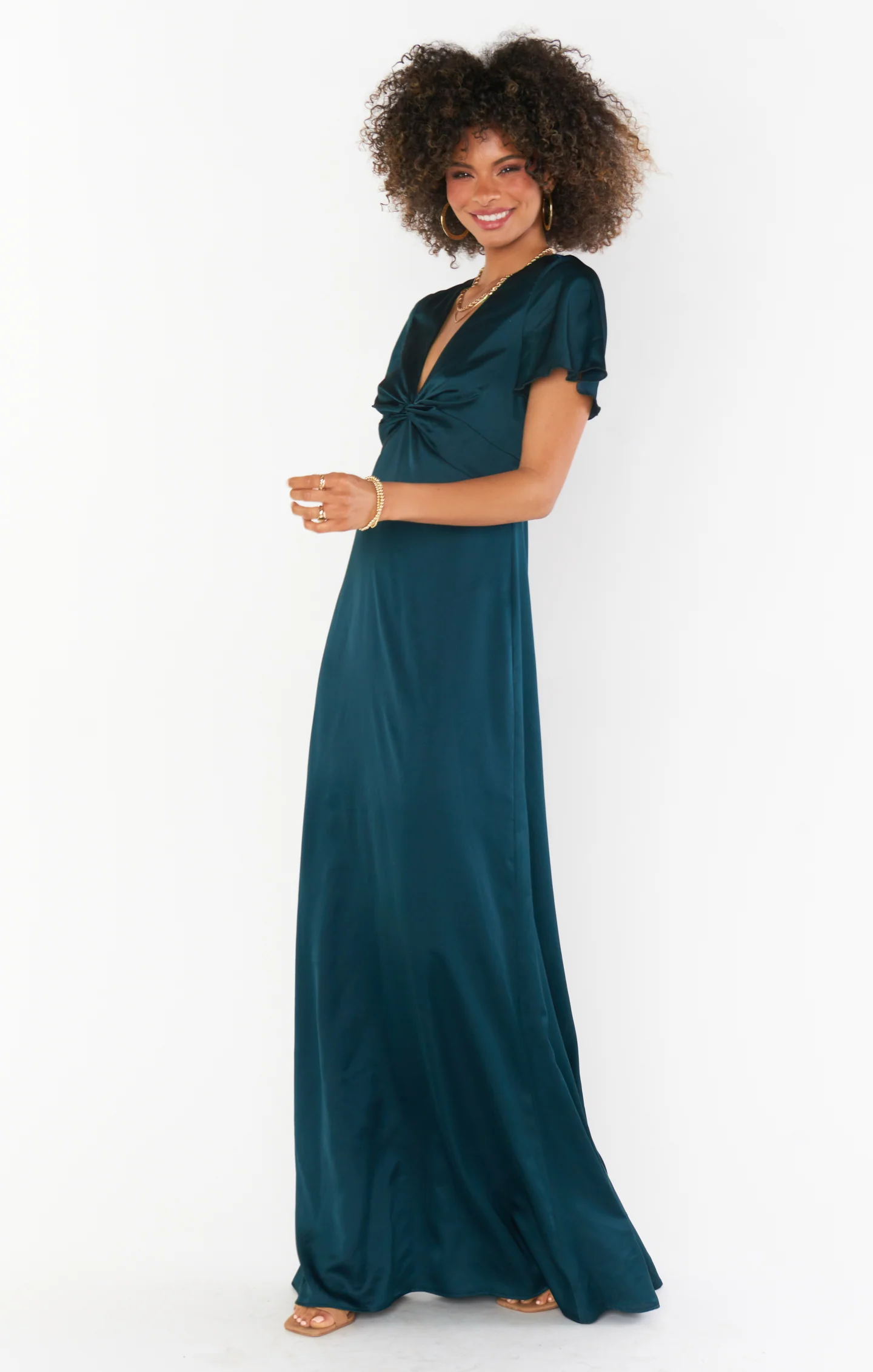 Rome Twist Gown ~ Deep Emerald Luxe Satin
