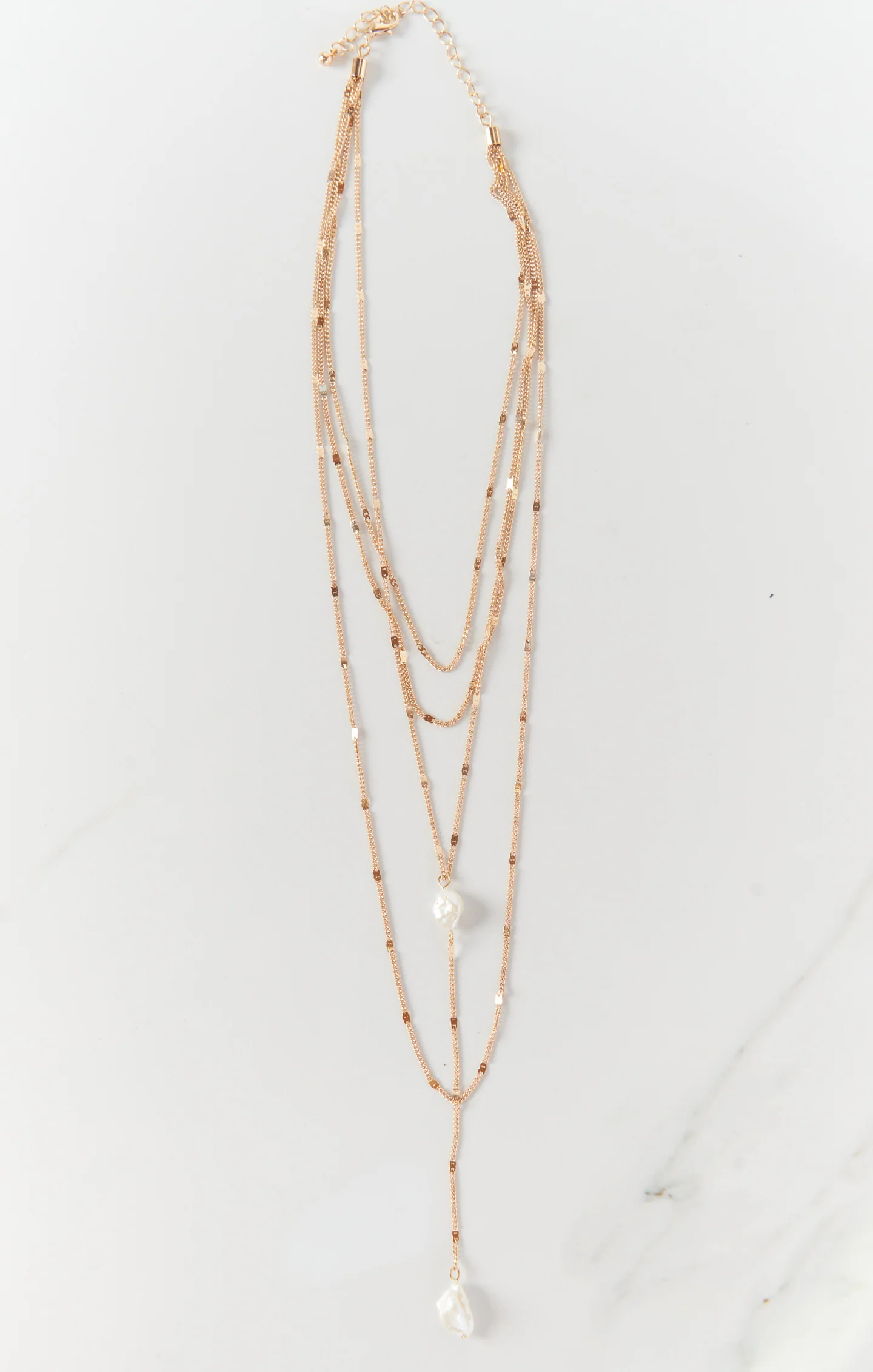Promises Triple Layered Necklace ~ Gold/Pearl