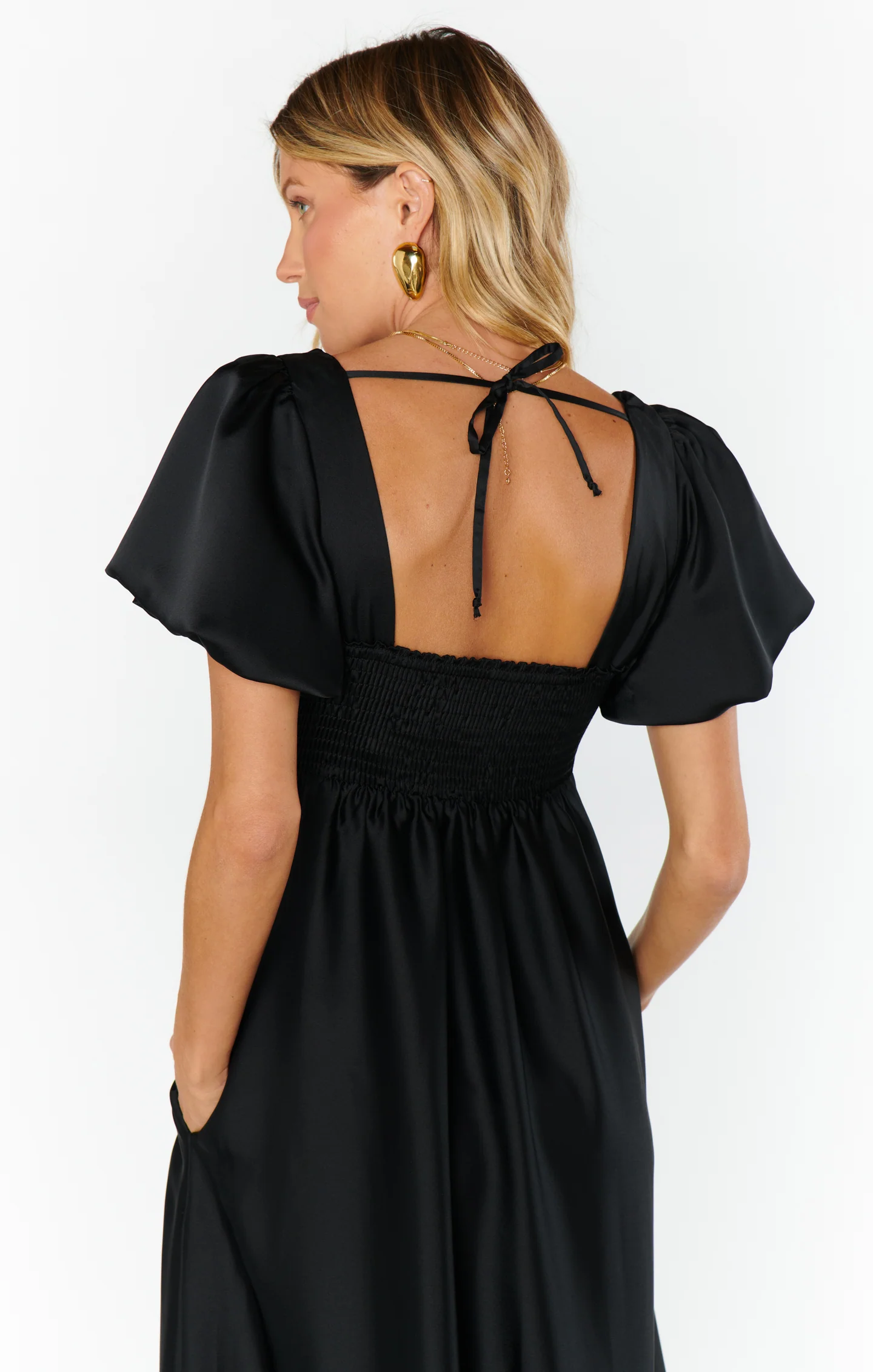 Maxi Dress ~ Black Satin