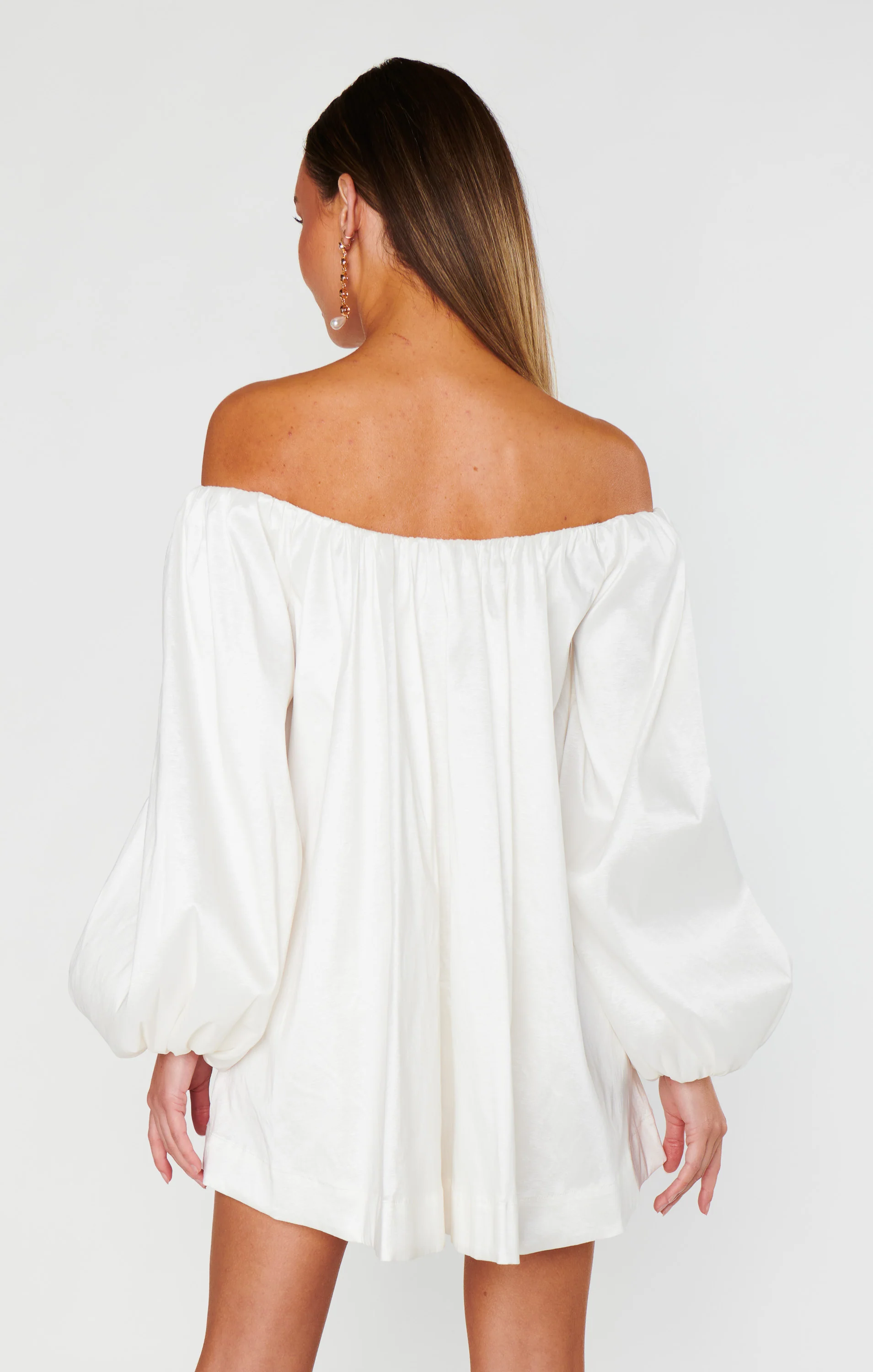 Brenna Mini Dress ~ White Taffeta