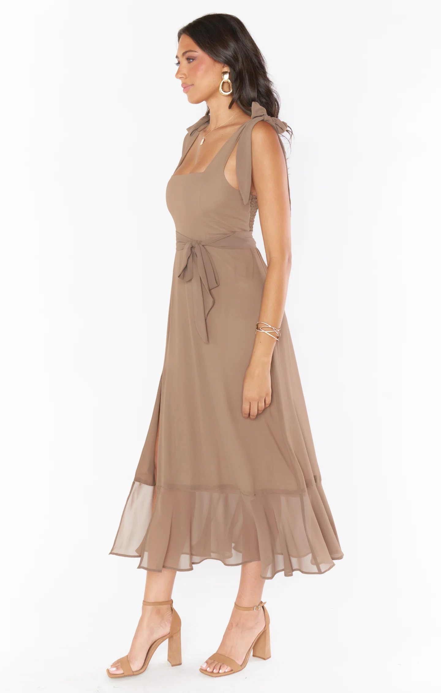 Elena Midi Dress ~ Sand Chiffon