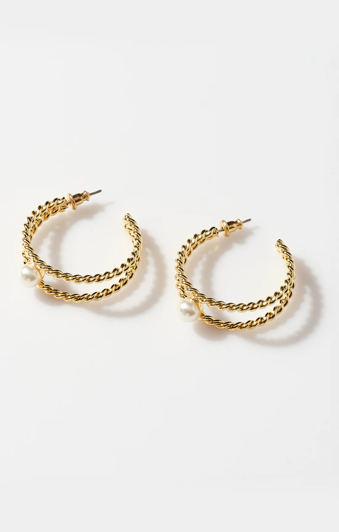 Faithy Jewels Diana Double Hoop ~ Gold/Pearl