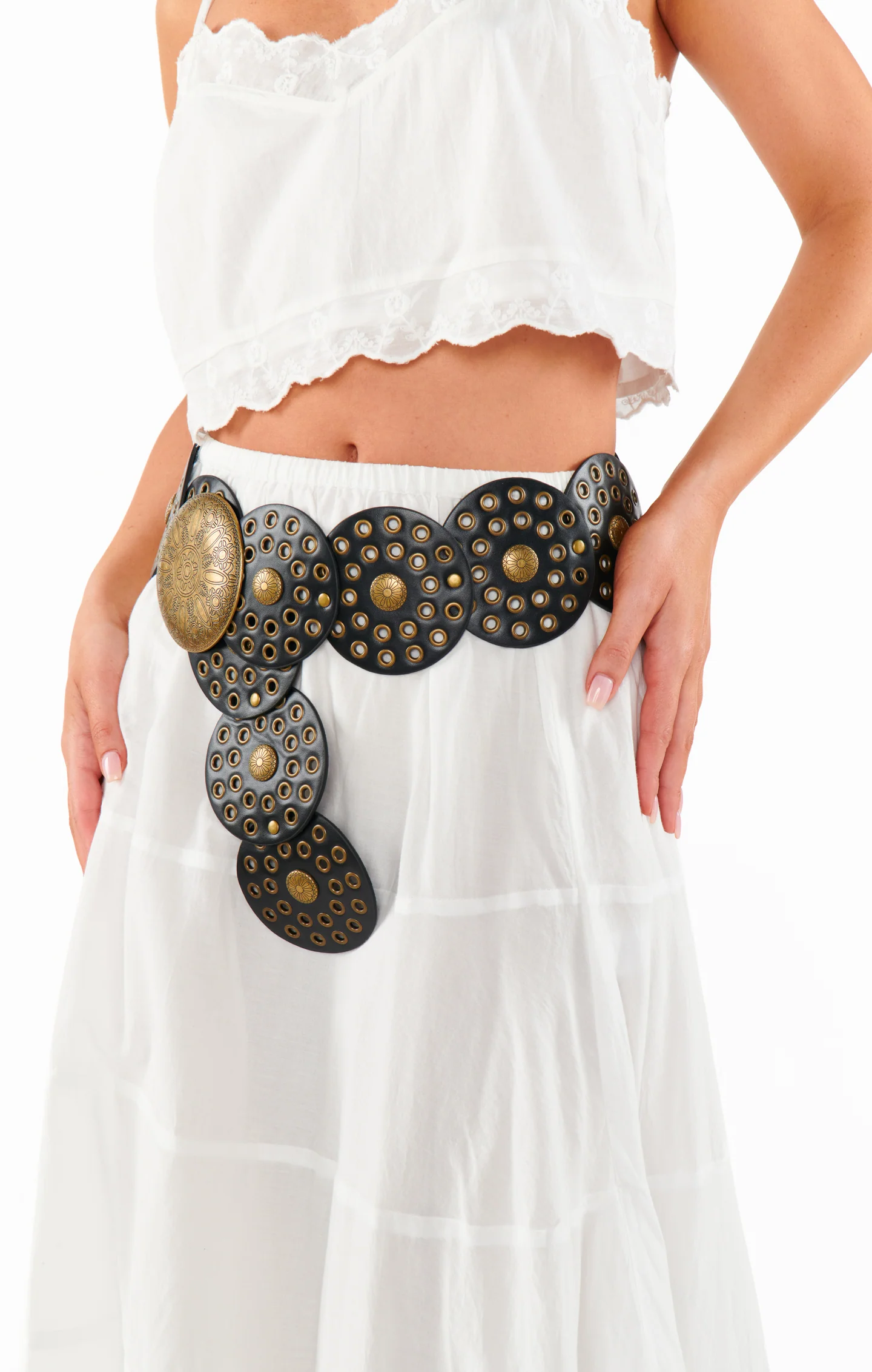 Western Studded Belt ~ Black/Gold