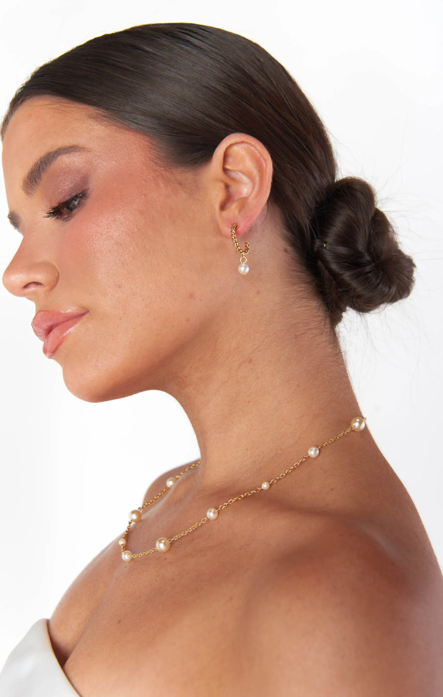 Pearl Hoop Earrings ~ Gold/Pearl