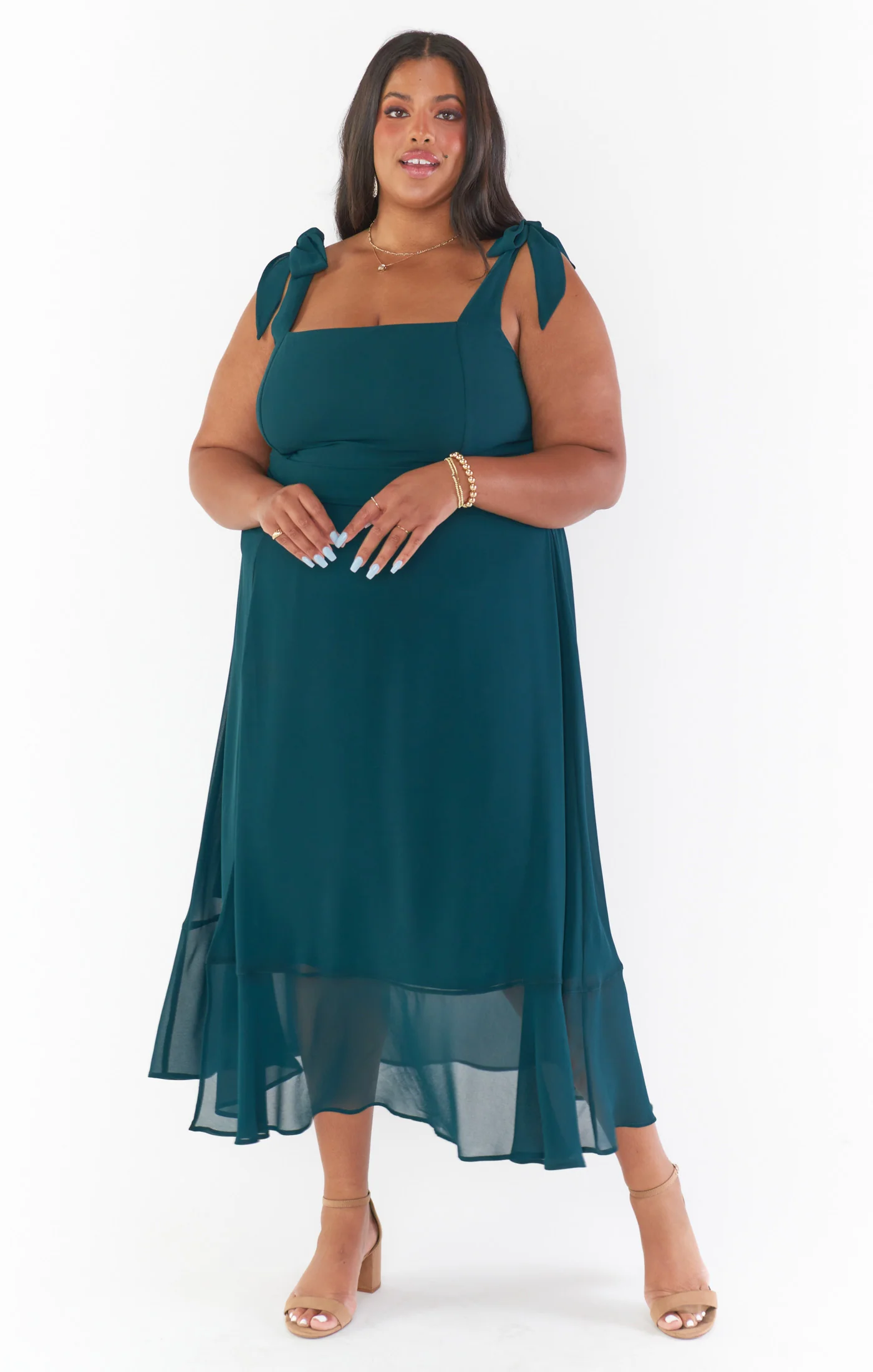 Elena Midi Dress ~ Green Tulle