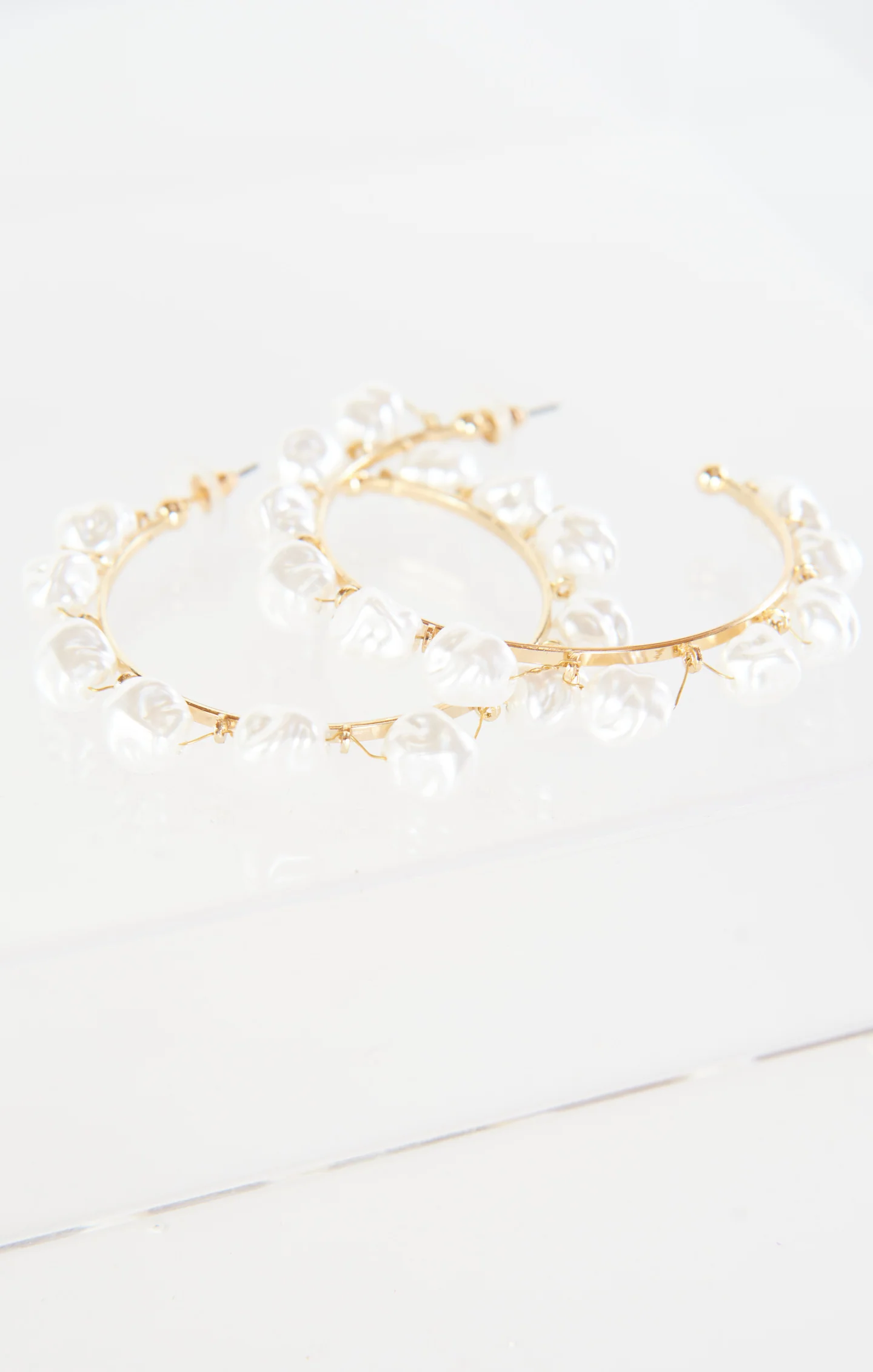 Sunrise Pearl Hoops ~ Gold