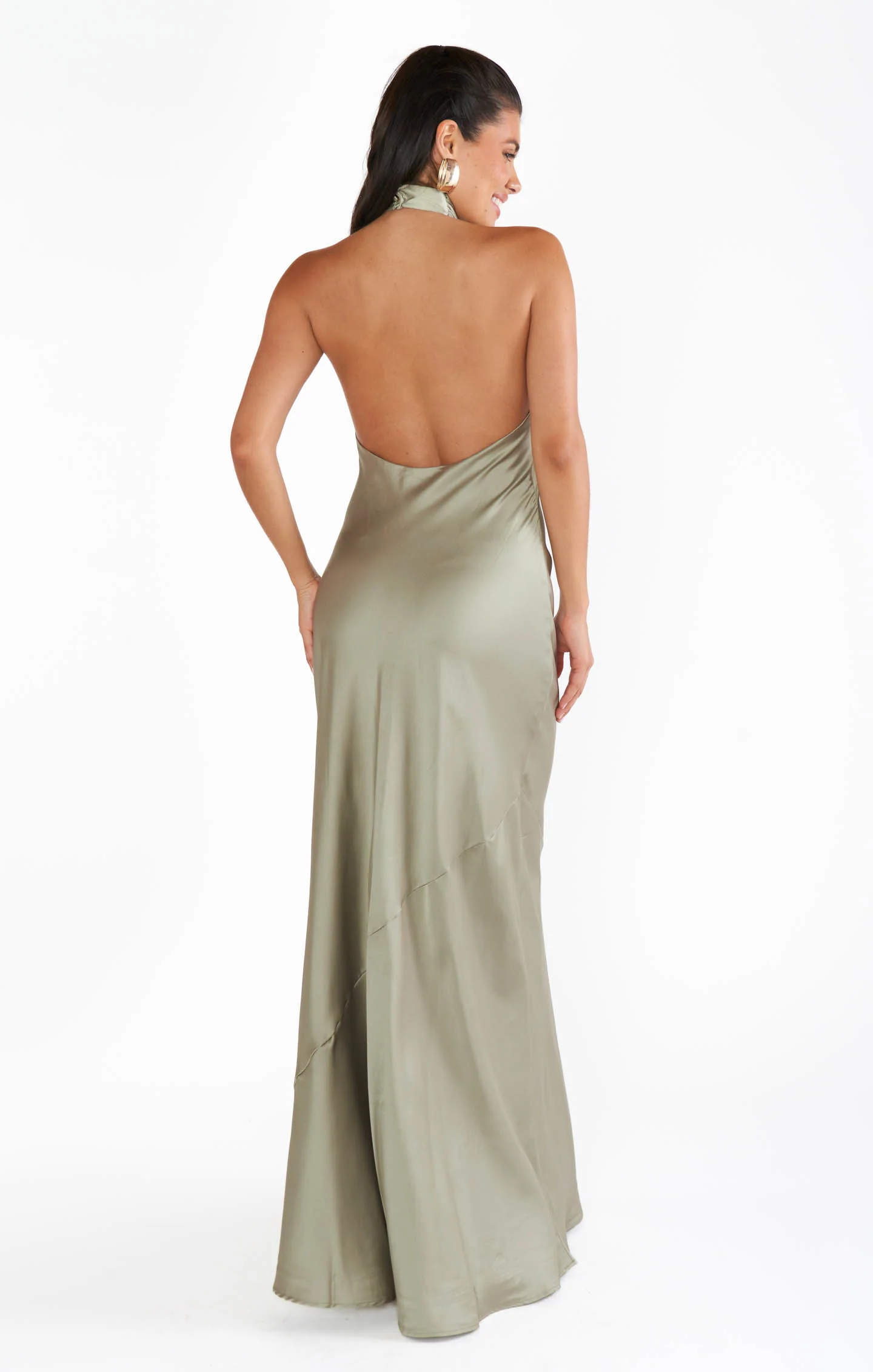 Luna Halter Maxi Dress ~ Forest Green Velvet