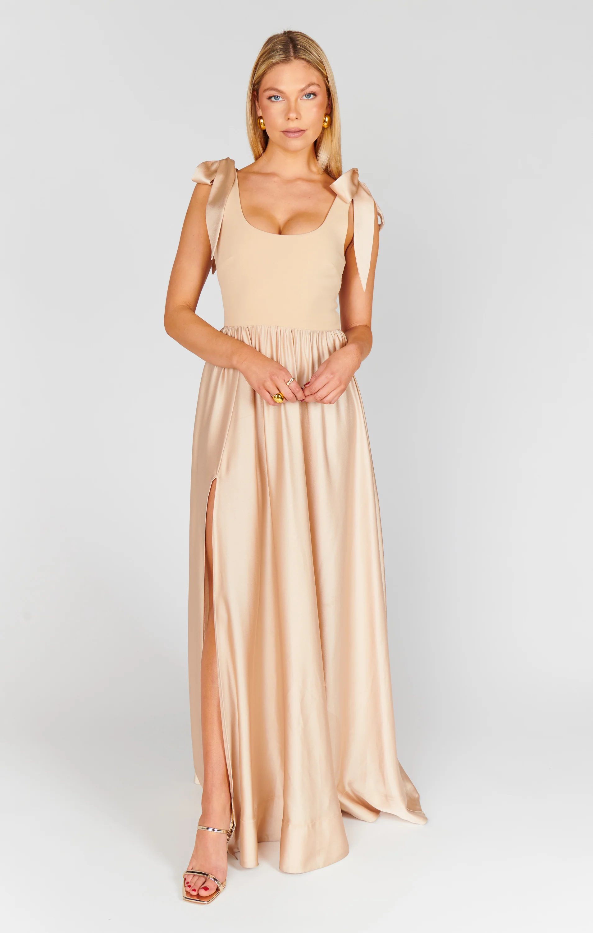Harper Maxi Dress ~ Champagne Satin