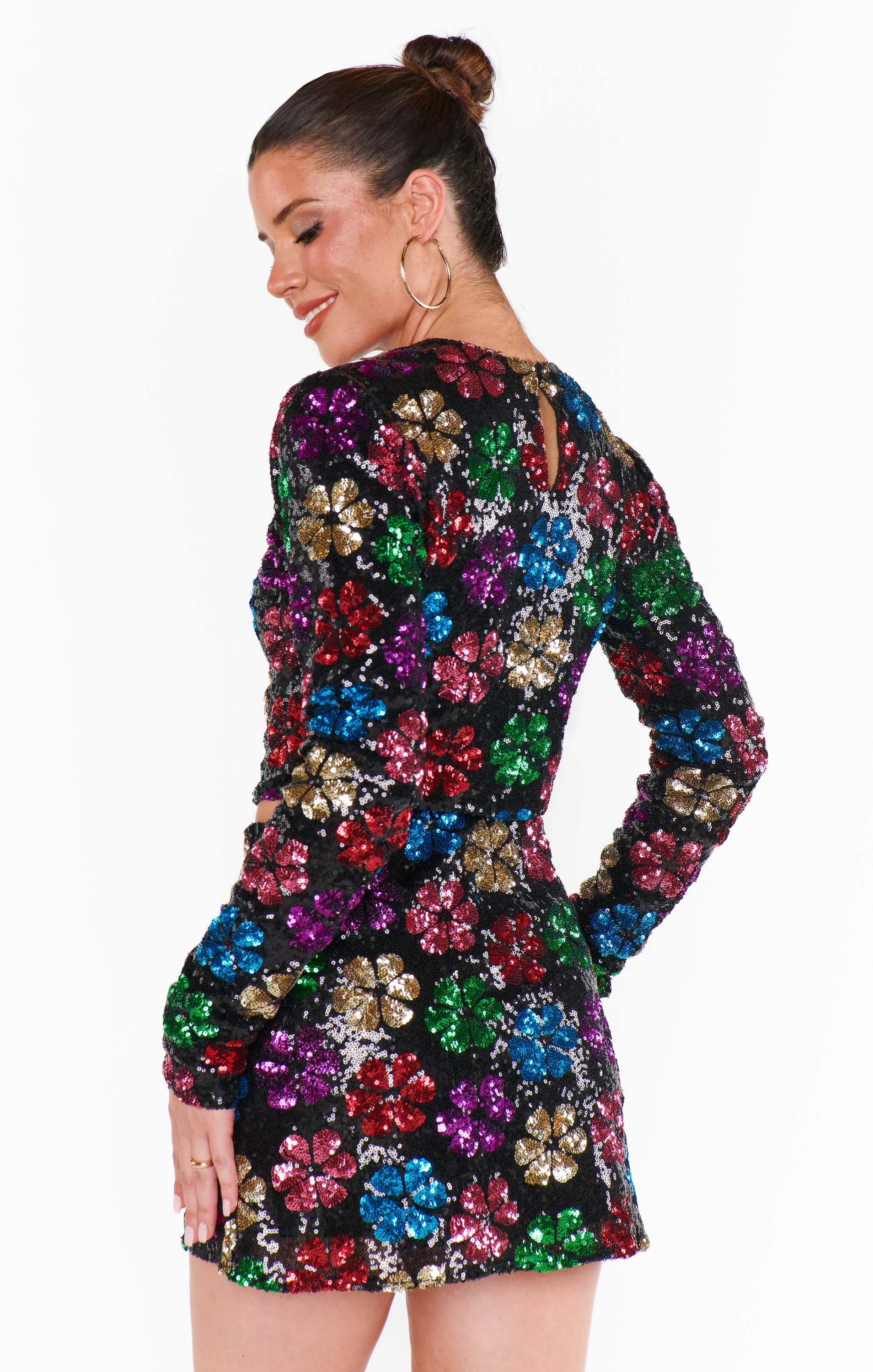 Night Skort ~ Flower Pop Multi Sequins