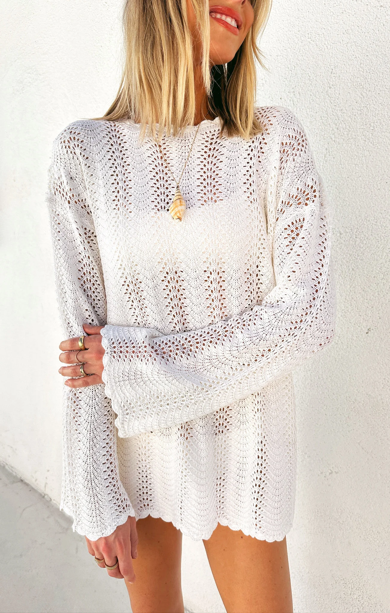 Packable Pullover ~ White Crochet