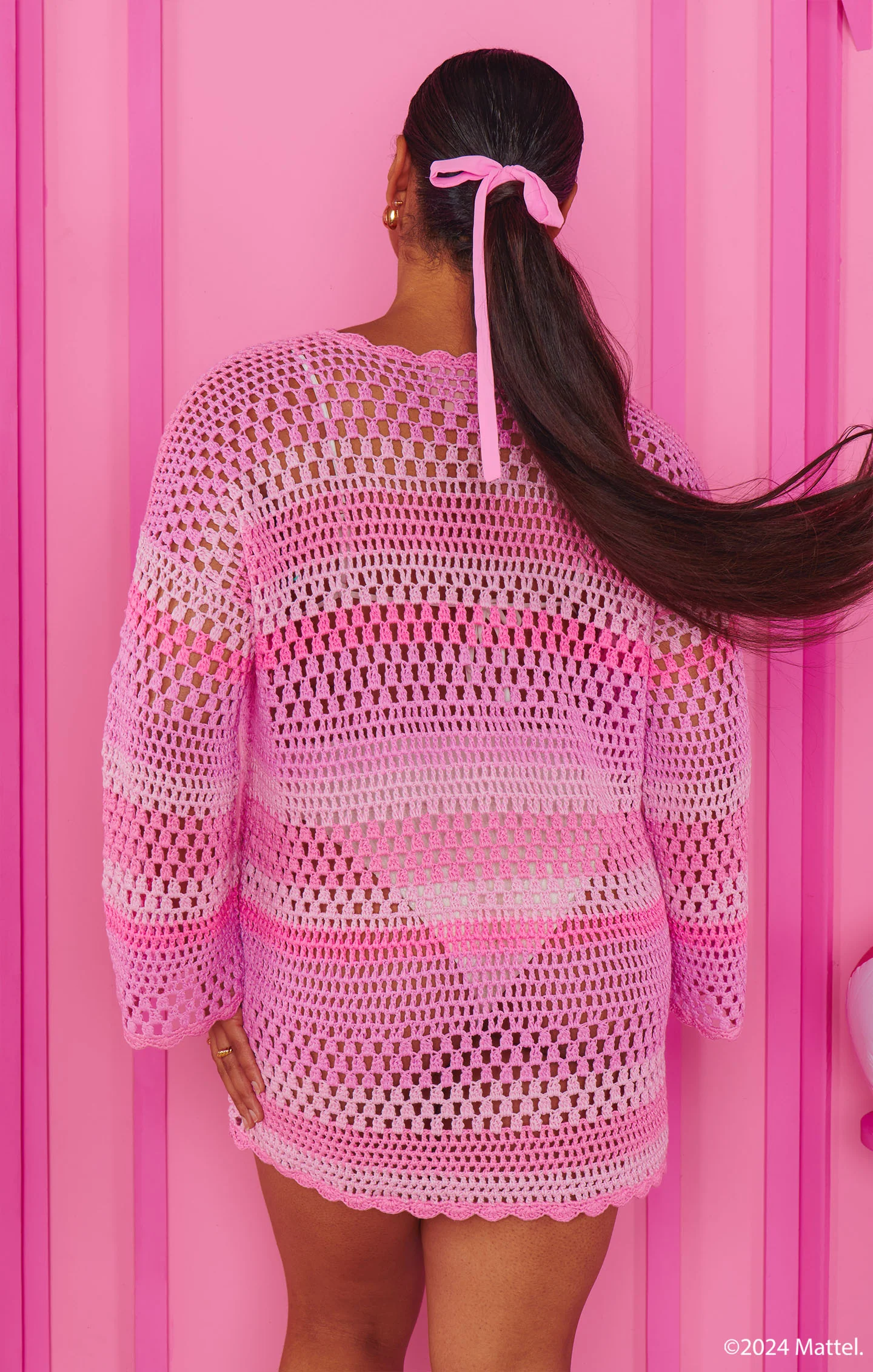 Barbie Stripe Crochet Pullover