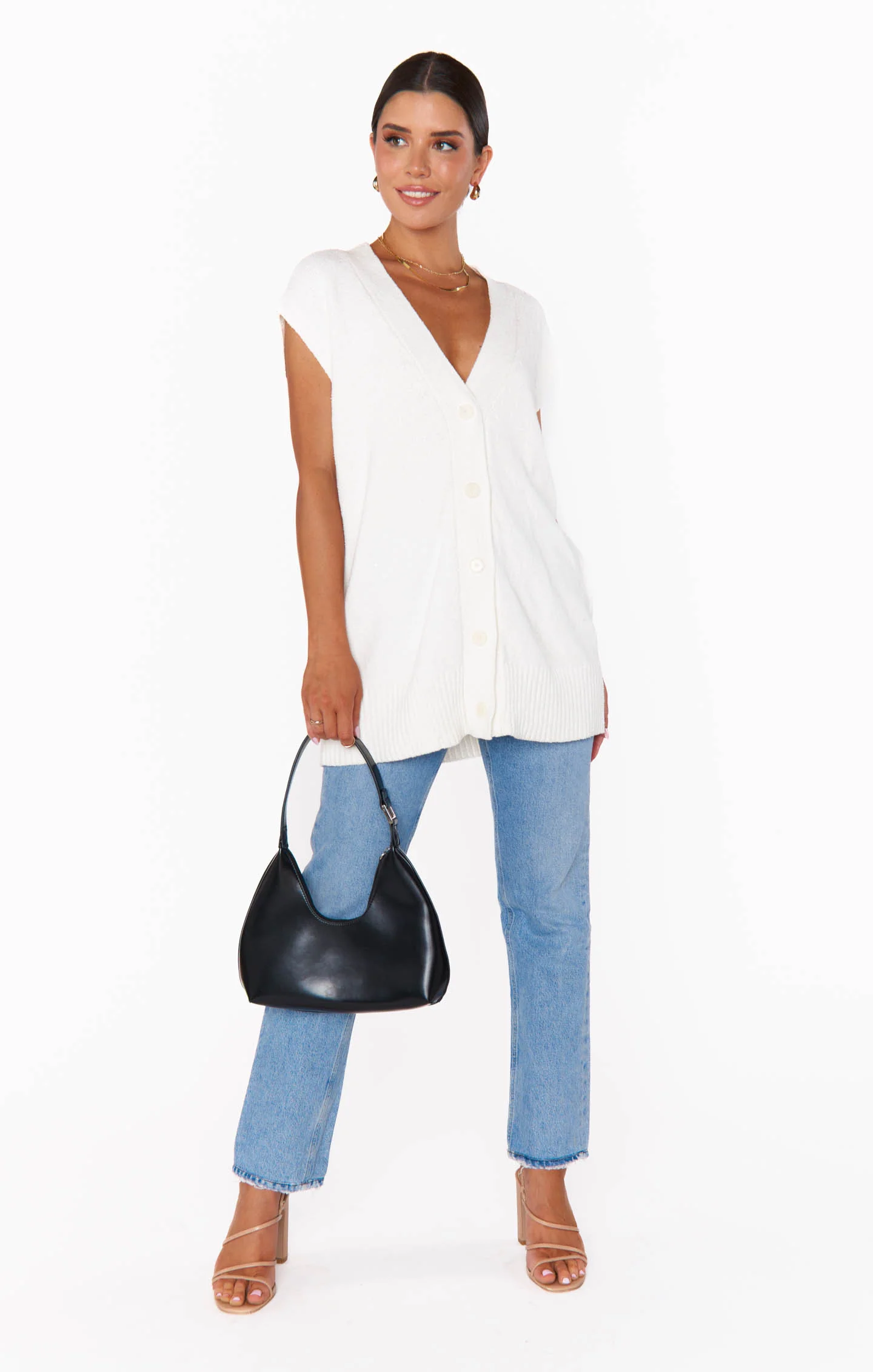 Steven Sweater Vest ~ White Knit