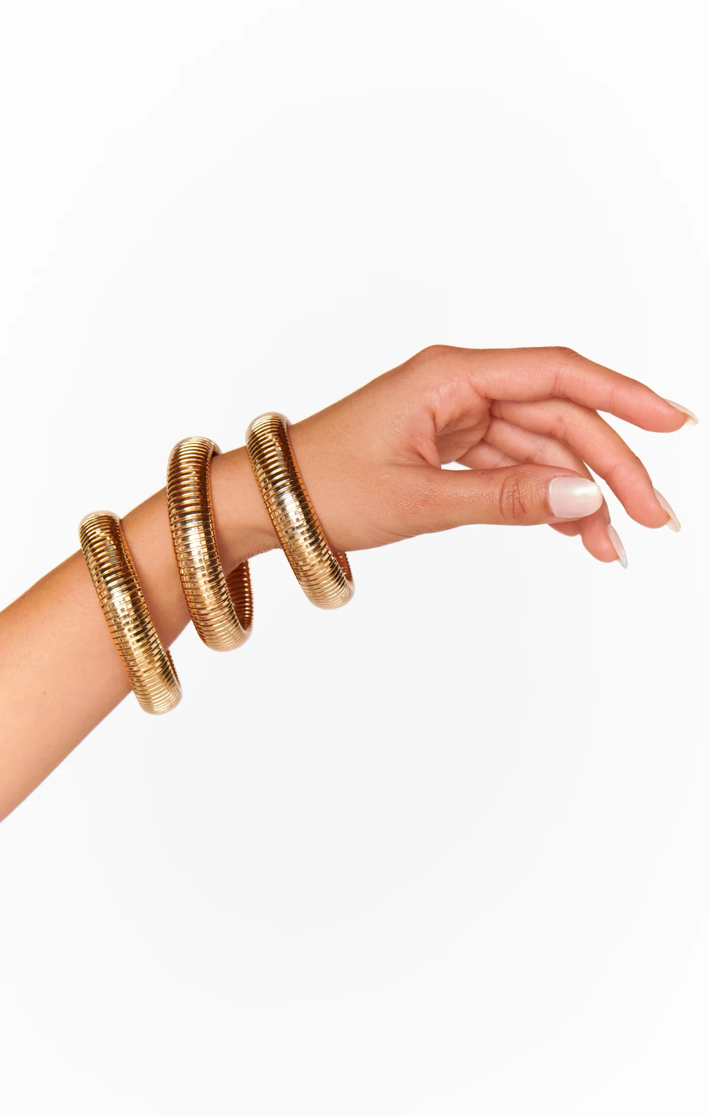 Ettika Golden Hour Flex Snake Chain Stretch Bracelet Set ~ Gold