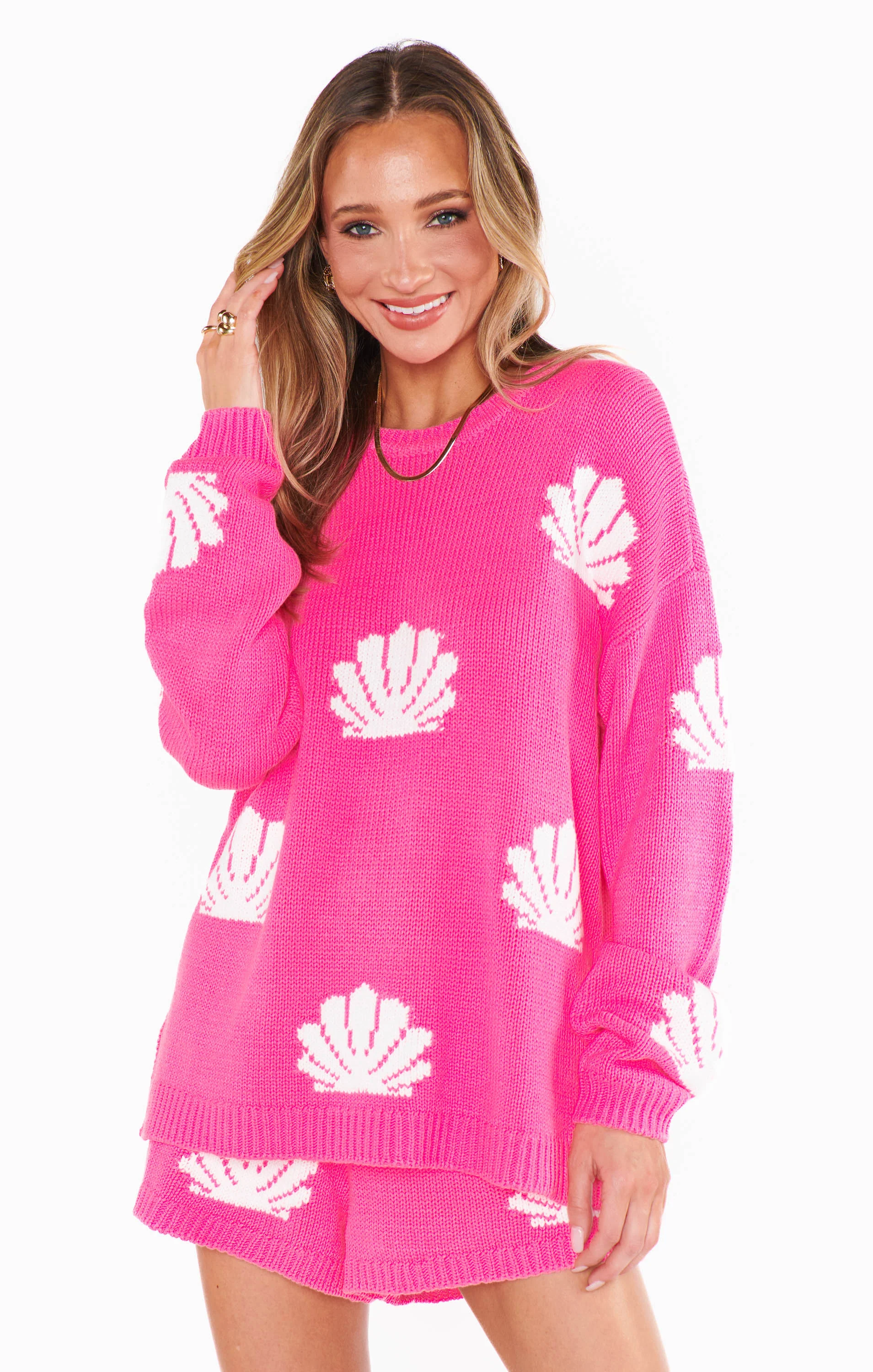 Go To Sweater ~ Hot Pink Shell Knit