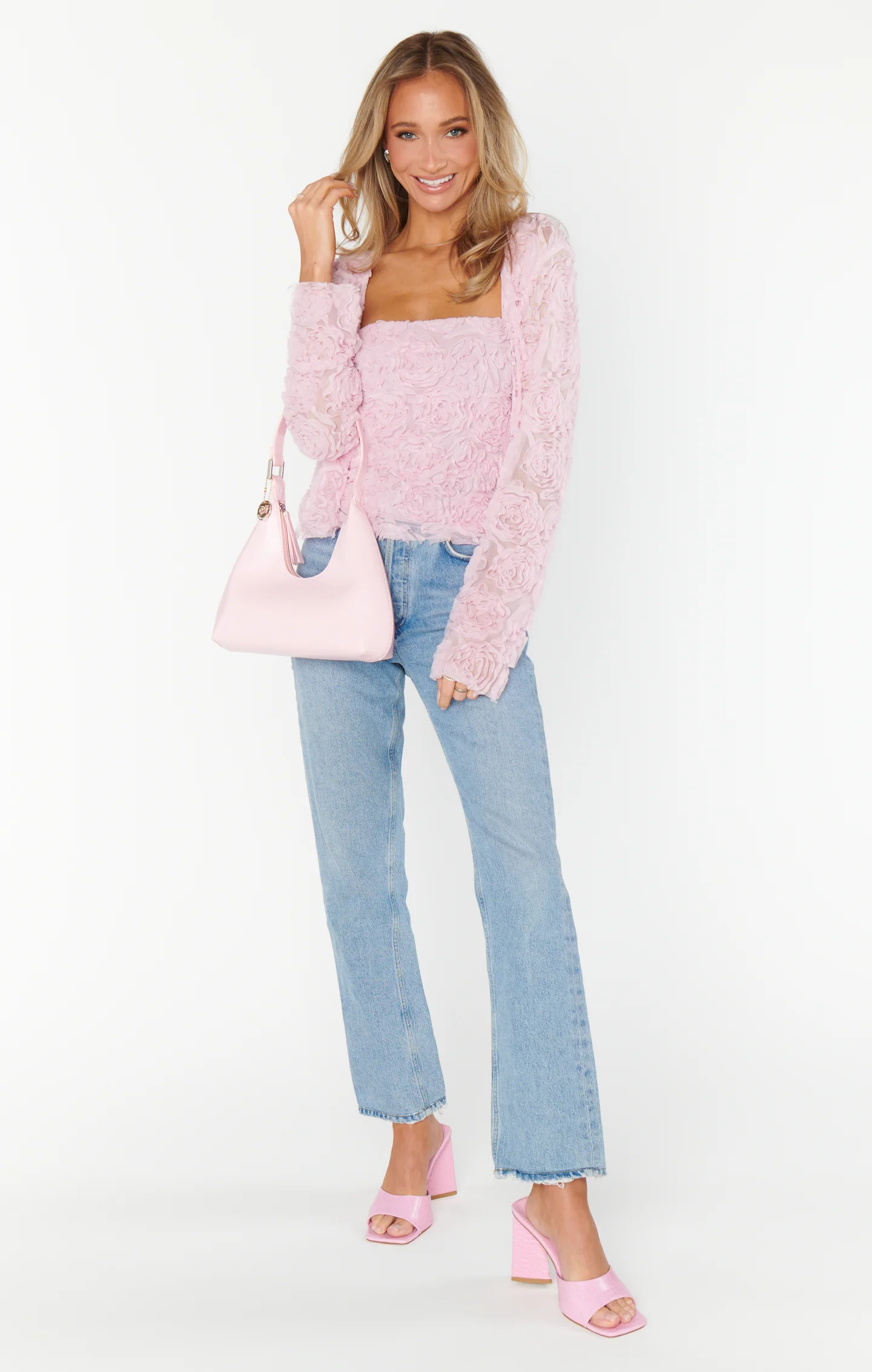 Tanya Top ~ Rosette Mesh Pink