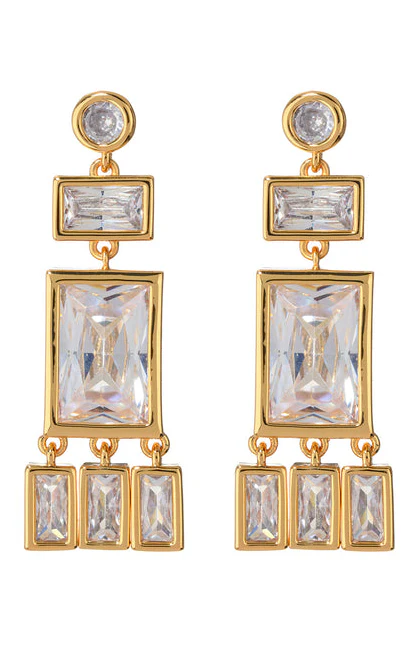 LUV AJ Baguette Shaker Statement Studs ~ Gold Plated