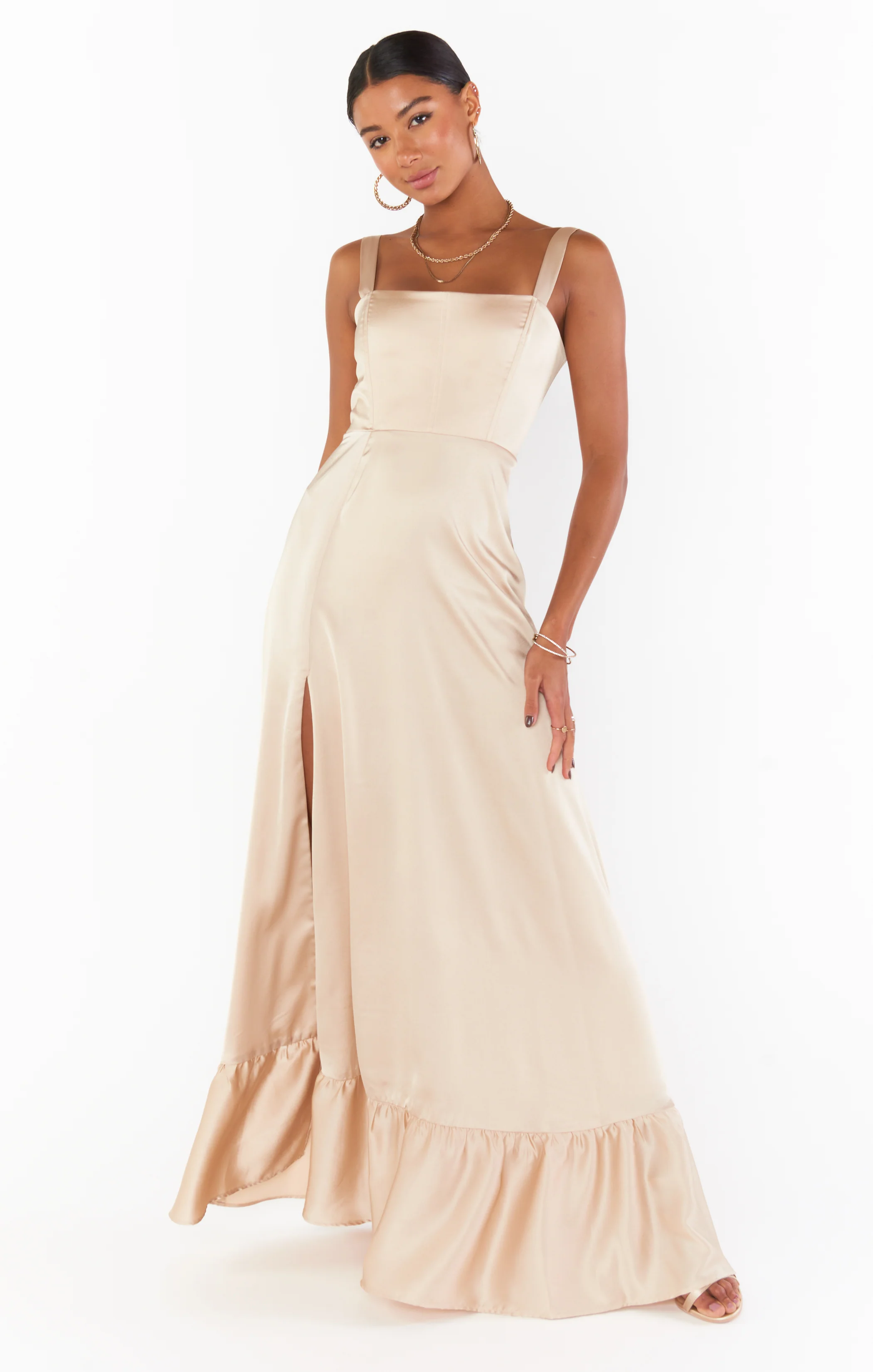 Clarissa Corset Dress ~ Champagne Luxe Satin